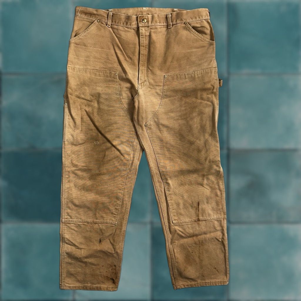 Carhartt VINTAGE Carhartt Pants Carpenter 42x32 Brown USA 1989 Double Knee 80s Cotton Regular Men Size US 42 / EU 58 - 1 Thumbnail