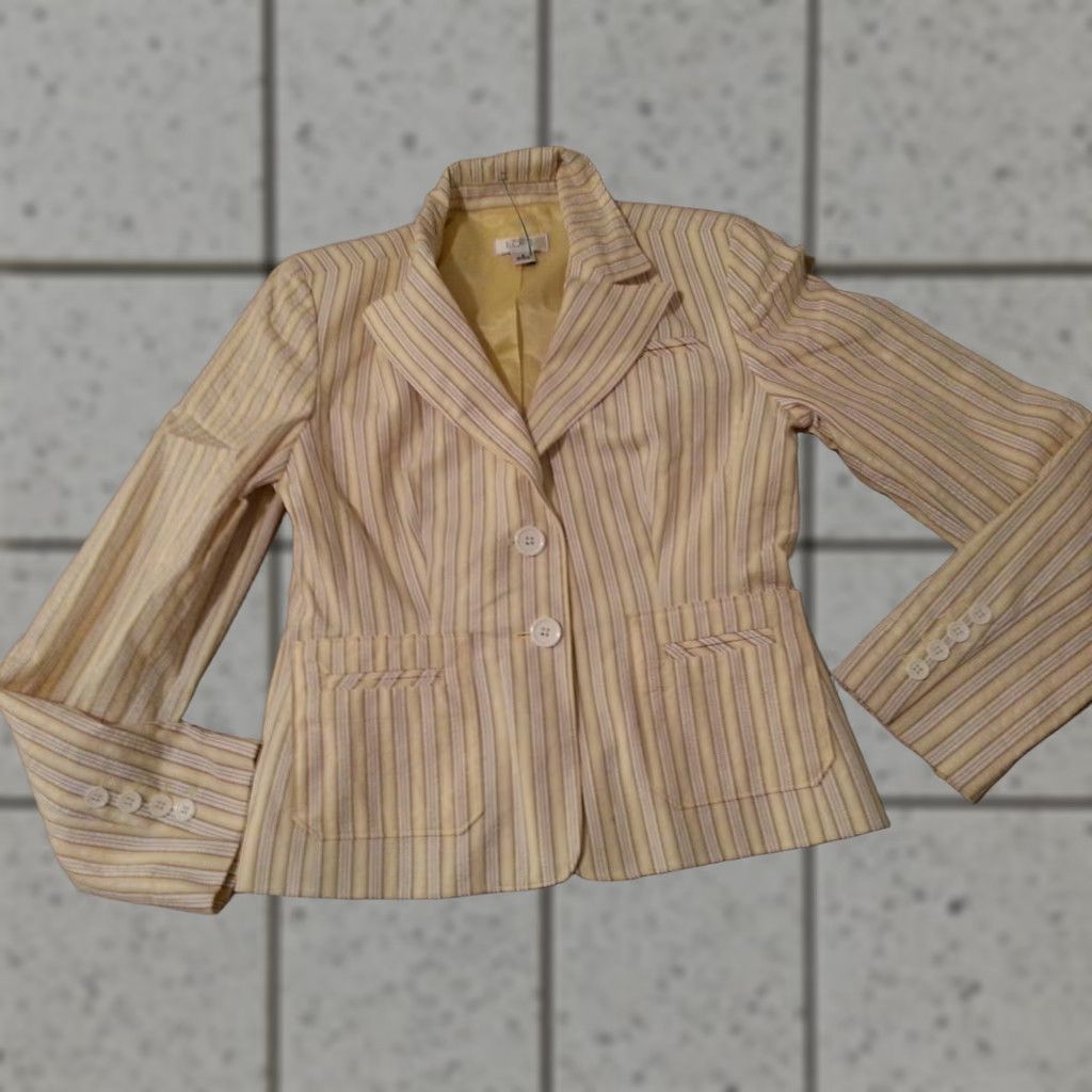 Ann Taylor Womens Ann Taylor Jacket Blazer 2 Yellow Cotton Size XS / US 0-2 / IT 36-38 - 1 Thumbnail