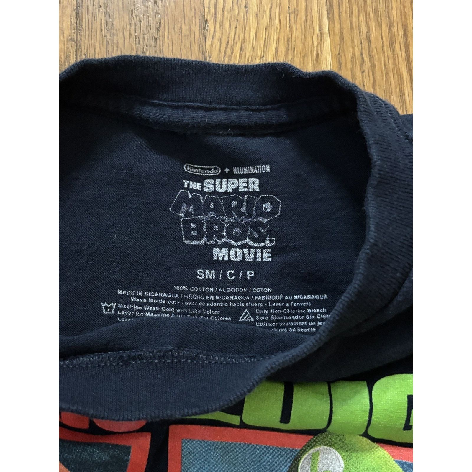 Nintendo Mario Bros Mario Luigi Toad Peach Kids Black Tee Shirt SM Size US S / EU 44-46 / 1 - 2 Thumbnail