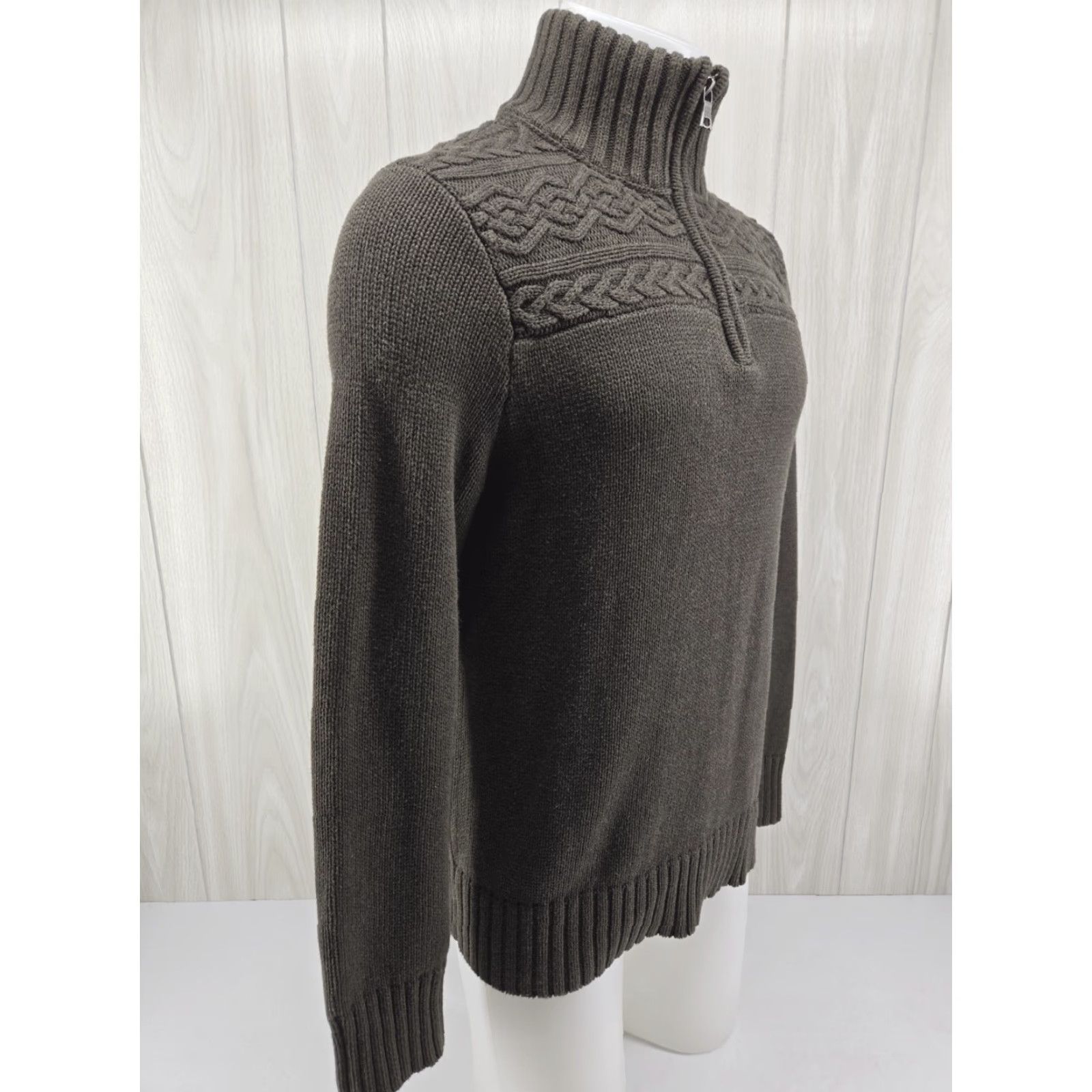 Banana Republic Banana Republic Sweater Pullover 1/4 Zip Mens Medium Green Mock Neck Cable Knit Knitwear Holiday Casual Business Size US M / EU 48-50 / 2 - 5 Thumbnail