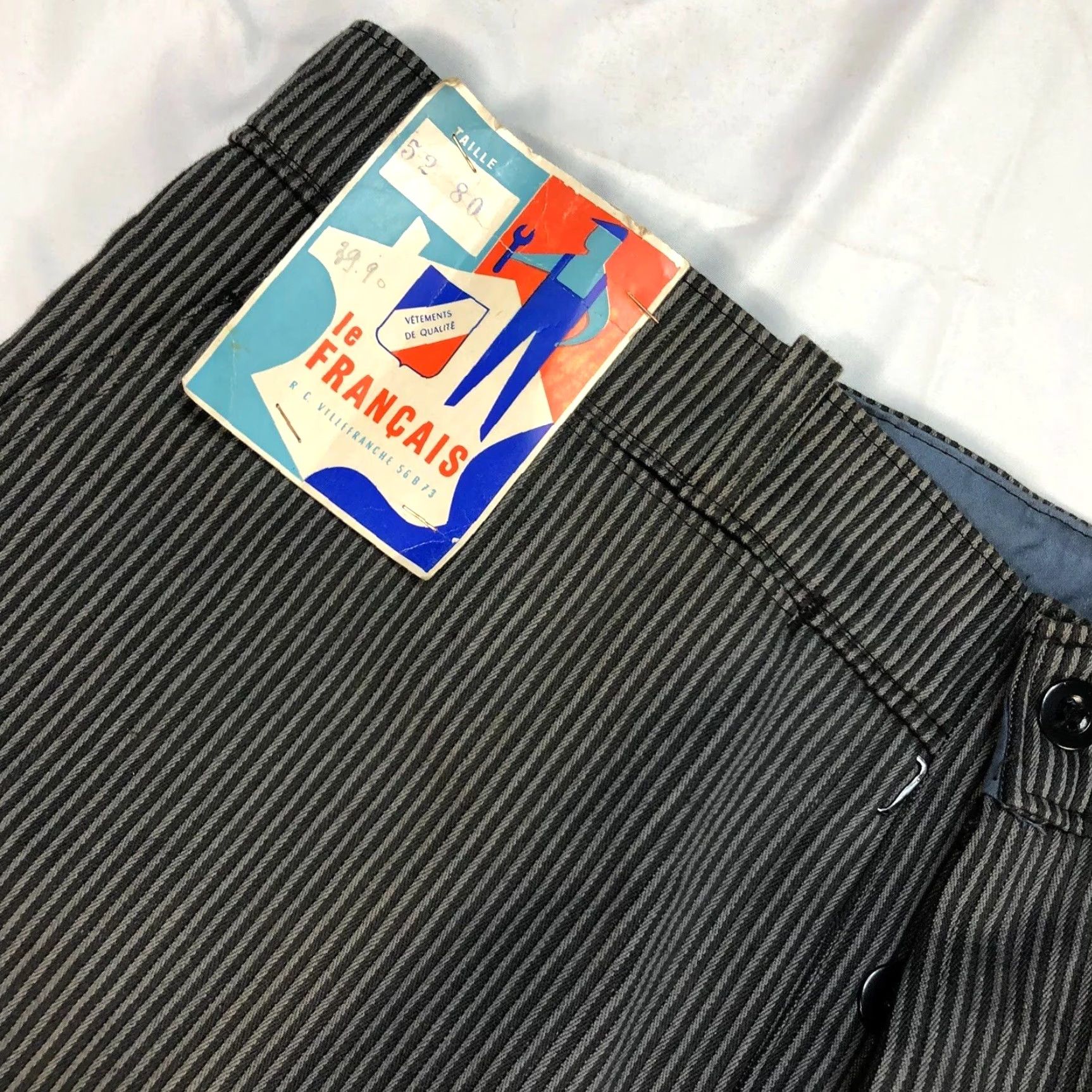 Vintage VINTAGE 1940s Le Francais Pinstripe Work Trousers Deadstock France Trousers 40x32 Mens Size ONE SIZE - 3 Thumbnail