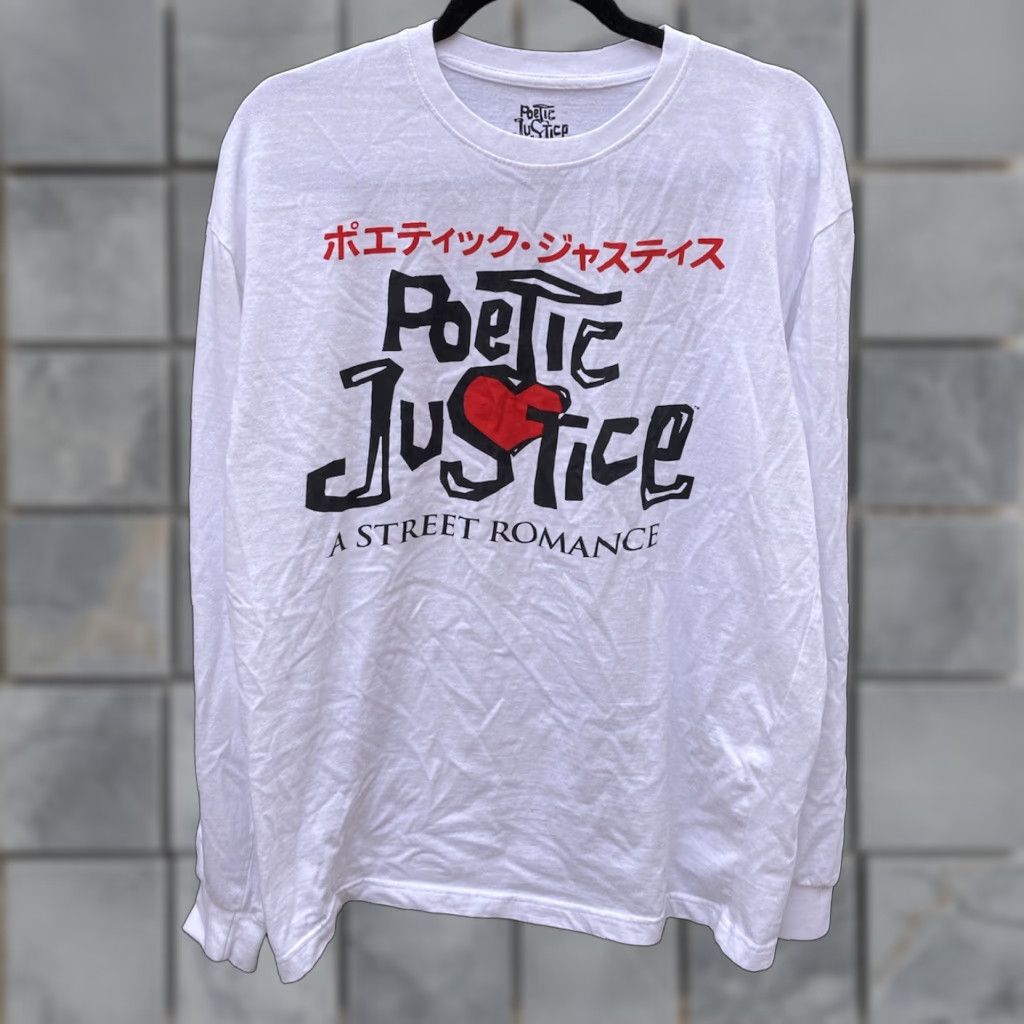 Vintage Poetic Justice T-Shirt White 2Pac Face LS Mens L 90s Hip Hop Movie Japanese Film Embroidered Logo Size US L / EU 52-54 / 3 - 1 Thumbnail