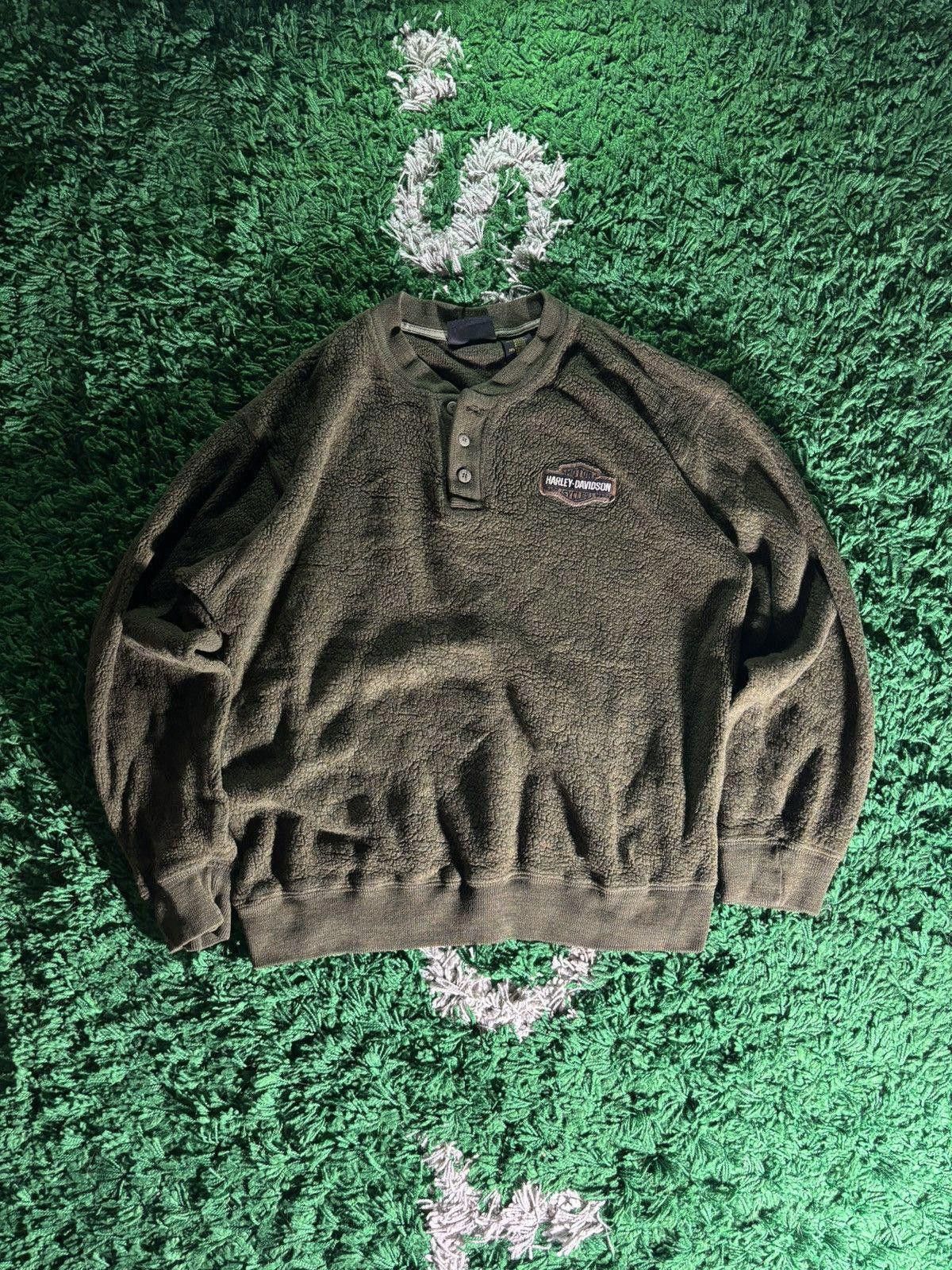 Harley Davidson Vintage Harley Davidson Quarter-Button Pullover Size US L / EU 52-54 / 3 - 2 Thumbnail