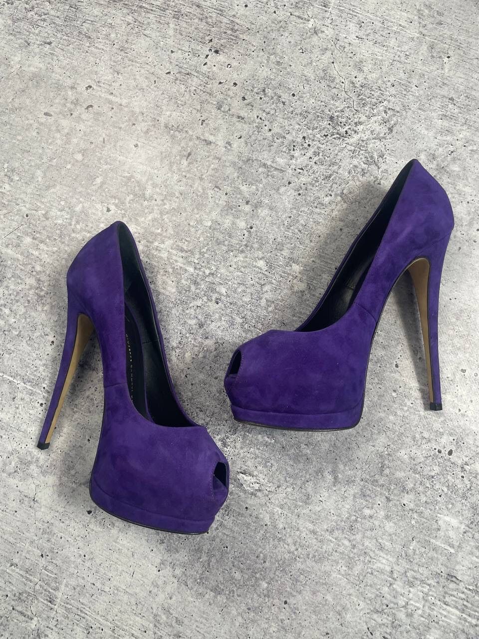 Giuseppe Zanotti Giuseppe Zanotti Purple Suede Peep Toe Pumps Heels Y2K Size US 9 / IT 39 - 5 Thumbnail