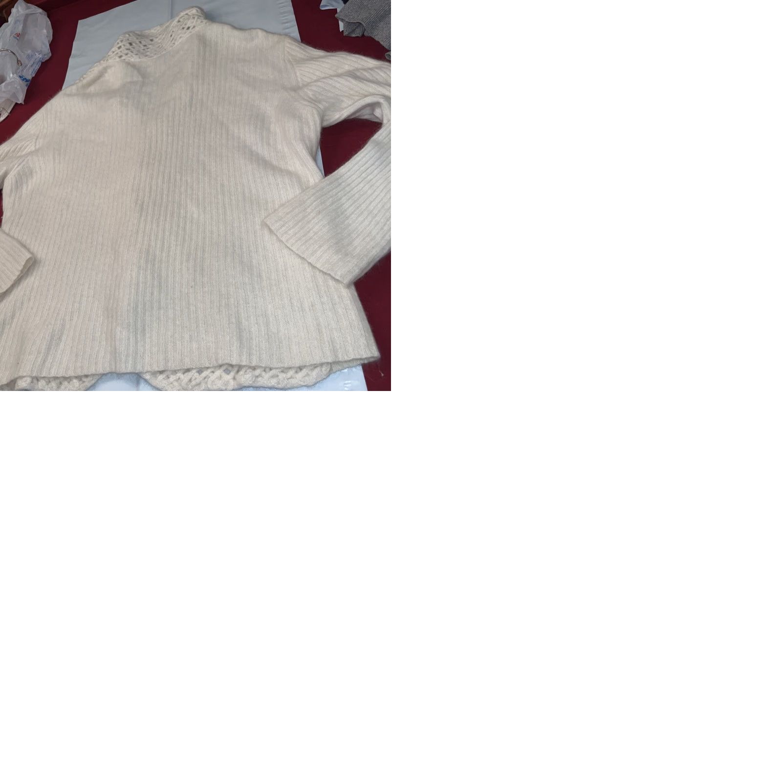 Coldwater Creek VINTAGE Coldwater Creek Angora Cardigan Sweater 1X Open Knit Cowl Neck Ivory Womens Pullover Size XL / US 12-14 / IT 48-50 - 9 Thumbnail