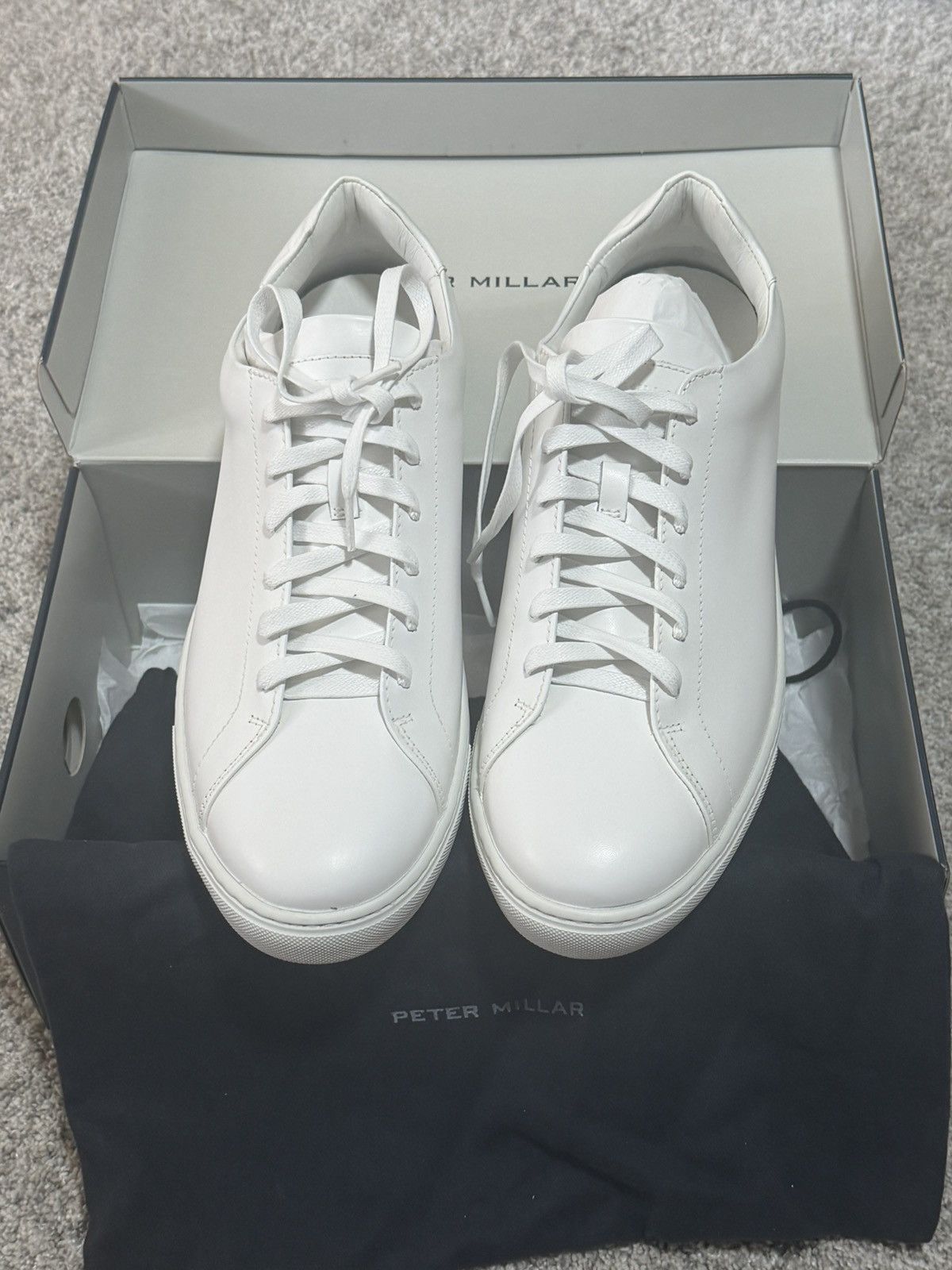 Peter Millar Peter Millar Vantage Lite White Leather Sneakers Size US 12 / EU 45 - 1 Thumbnail