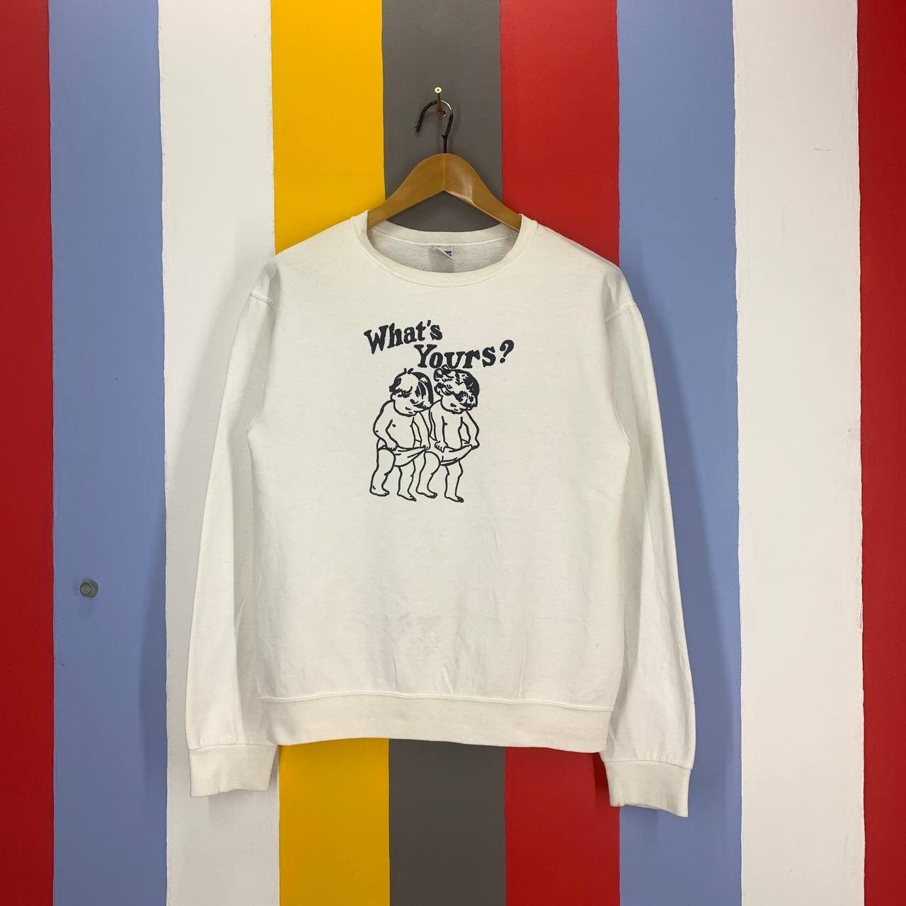 Jerzees Vintage WHAT'S YOURS Crew Neck Sweatshirt #2499/K Size US S / EU 44-46 / 1 - 1 Thumbnail