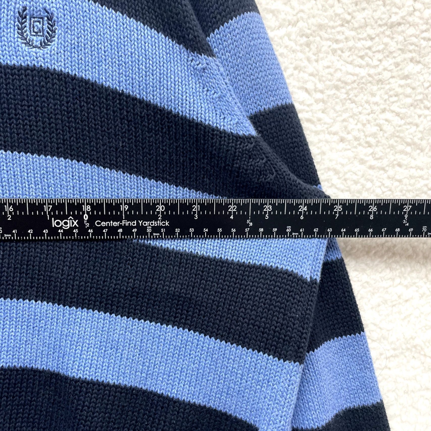 Chaps VINTAGE Chaps Sweater XL Mens Blue Striped Knit 1/4 Zip Pullover Preppy Rugby Size US XL / EU 56 / 4 - 5 Thumbnail