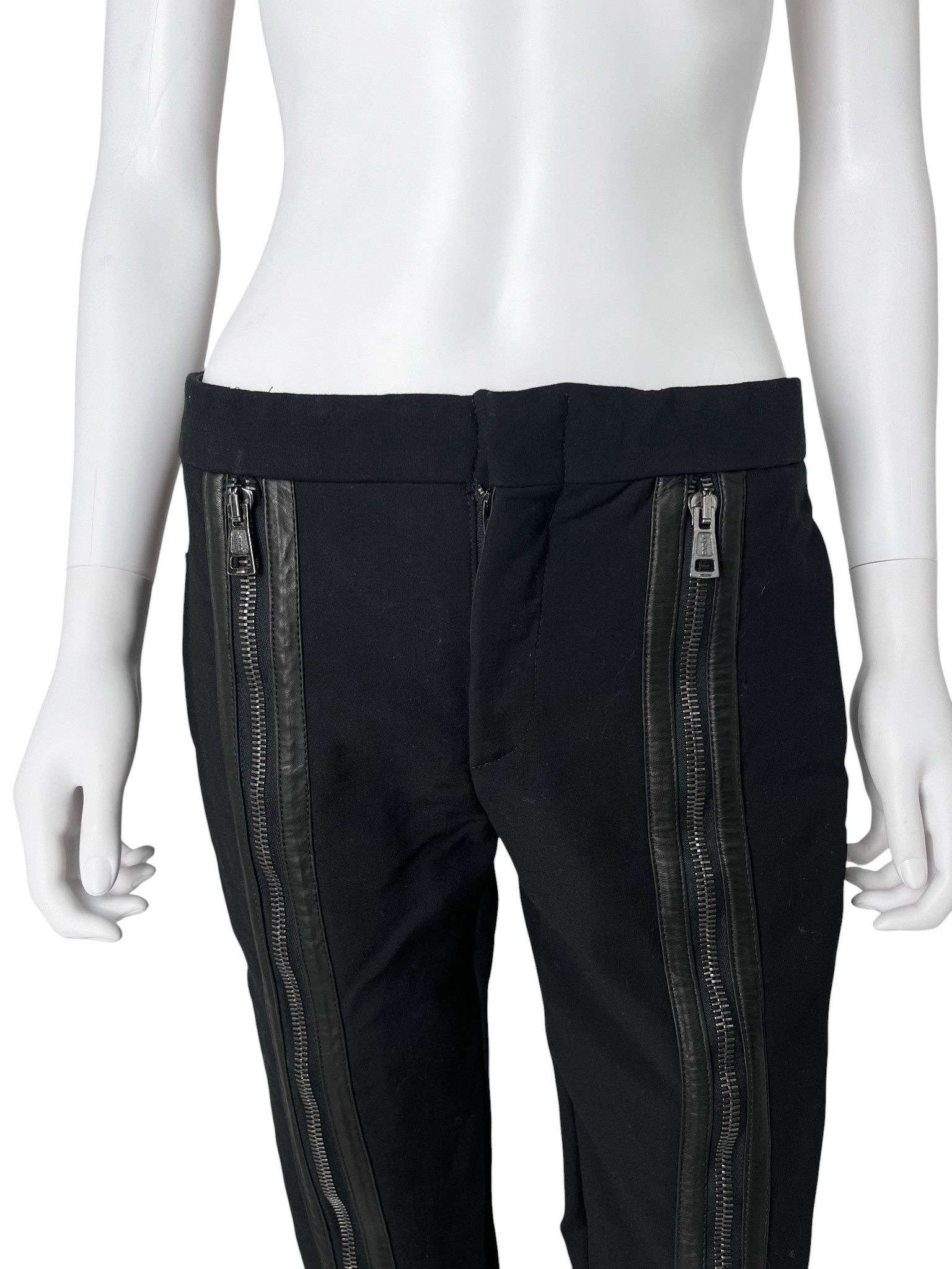 Gucci by Tom Ford F/W 2001 Black Wool Leather Patched Zipped Pants Size 28" / US 6 / IT 42 - 7 Thumbnail