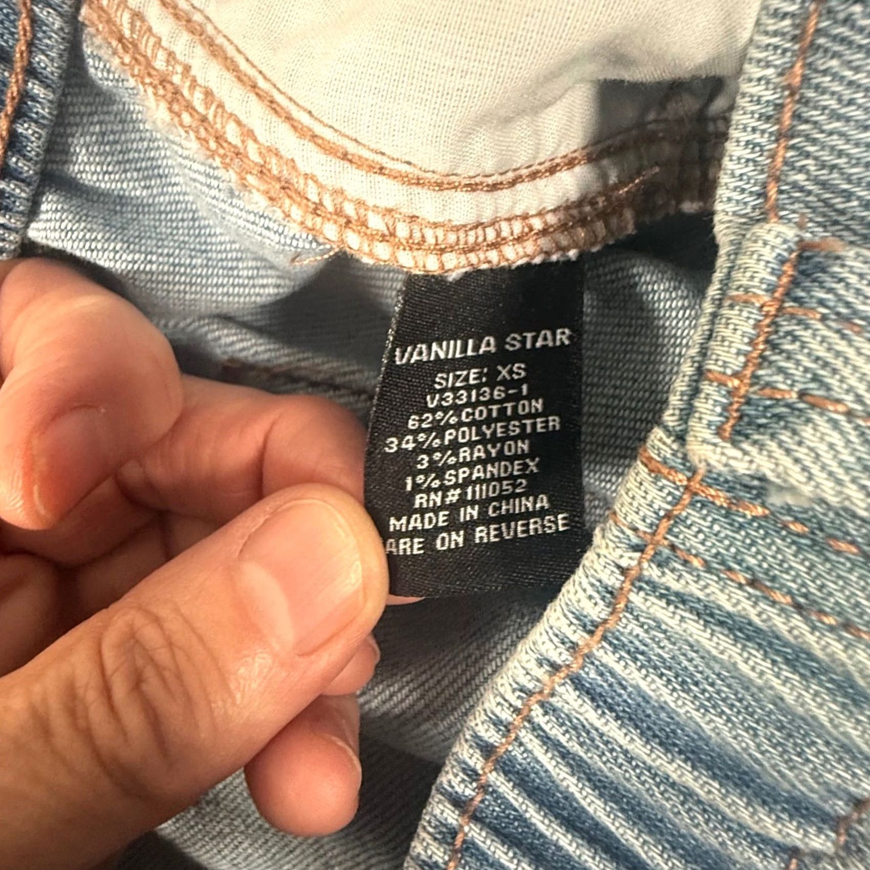 Vintage Vanilla Star Cargo Shorts Denim Light Wash Drawstring Waist Pockets XS Women Regular Denim Cotton Blend Casual Summer Travel Size 26" / US 2 / IT 38 - 4 Thumbnail