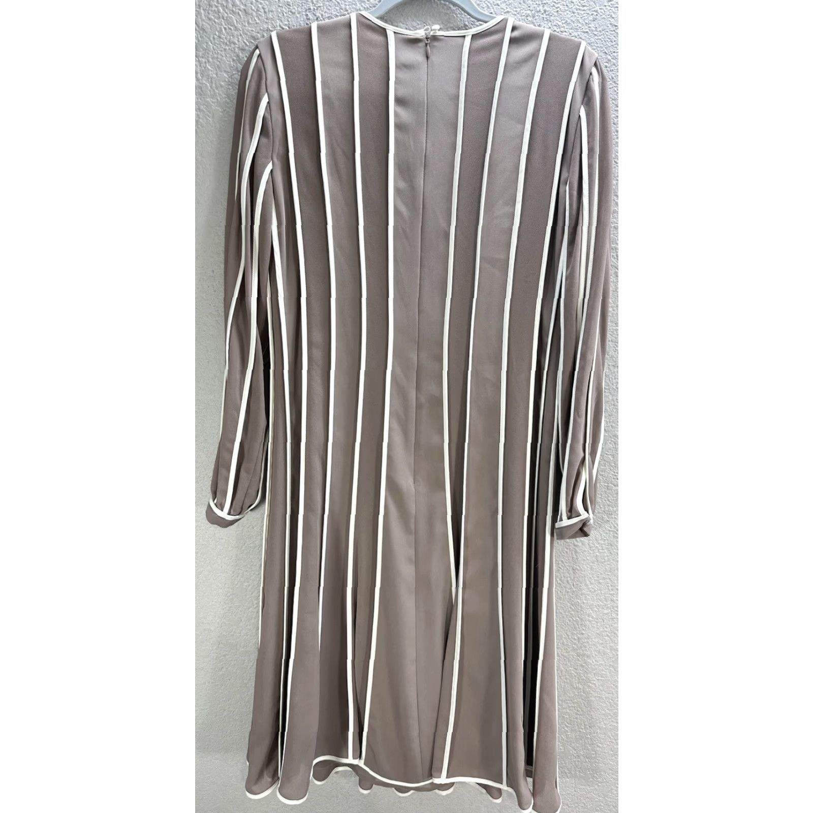 Vintage Hobbs White Dark Beige Stripe Belted A-Line Dress Womens 6 UK 10 US 6 Long Sleeve Knee Length VINTAGE No Size M / US 6-8 / IT 42-44 - 6 Thumbnail