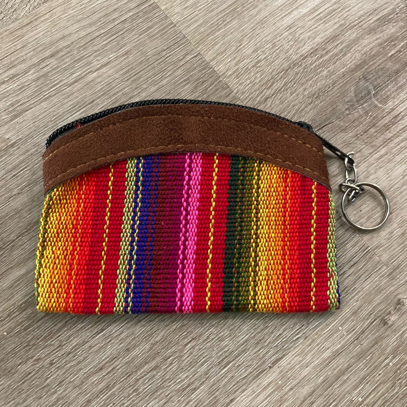 Other Handmade Guatemalan Leather/Cotton Coin Purse Keychain Size ONE SIZE - 6 Thumbnail