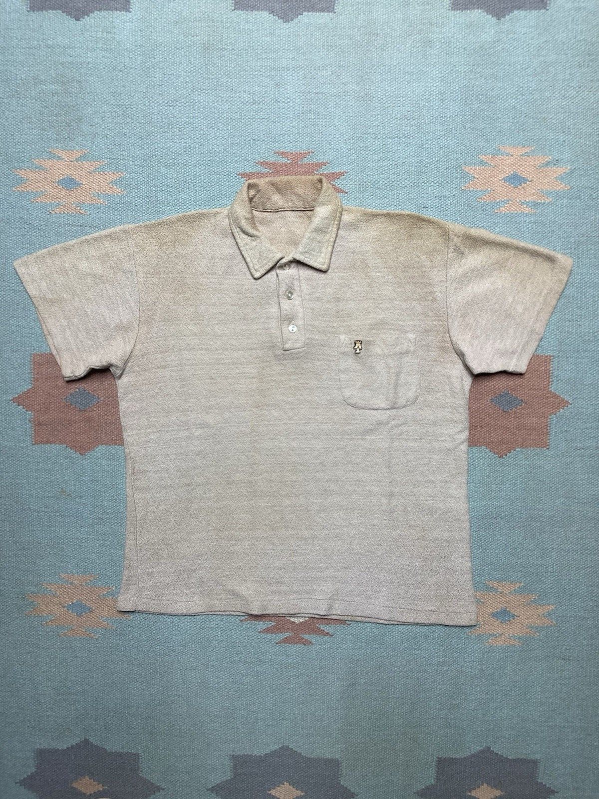 Vintage Vintage 70s polo shirt jacquard knit stain soft boxy medium Size US M / EU 48-50 / 2 - 1 Thumbnail