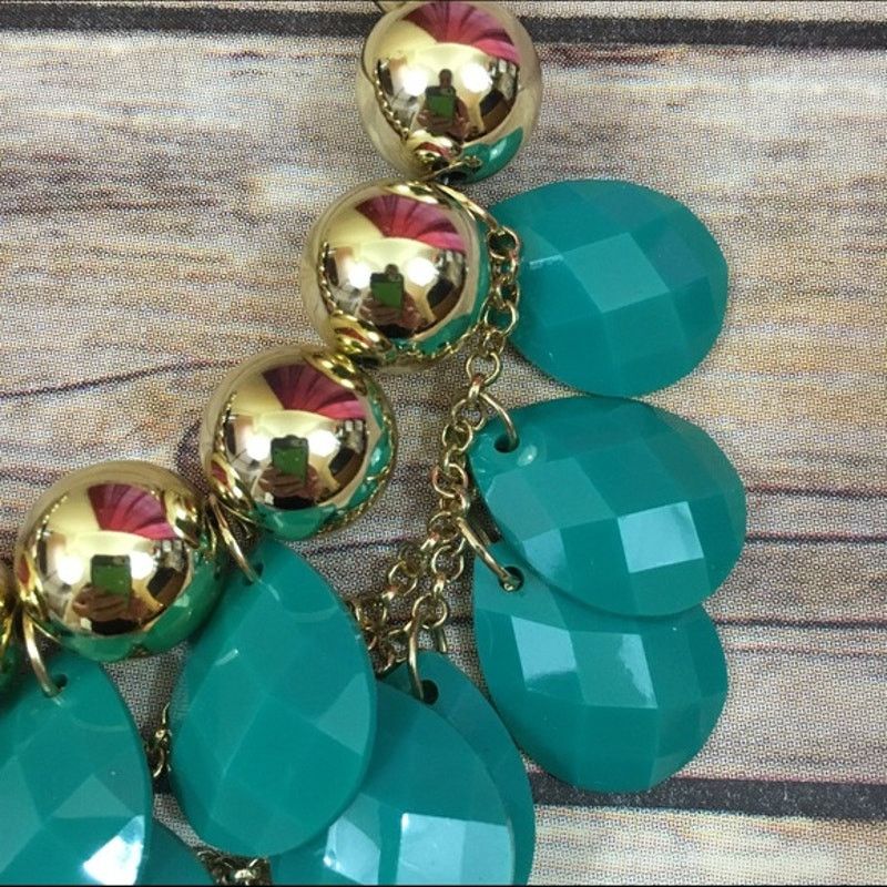 Other Occasionally Made Aqua Goldtone Statement Necklace Size ONE SIZE - 3 Thumbnail