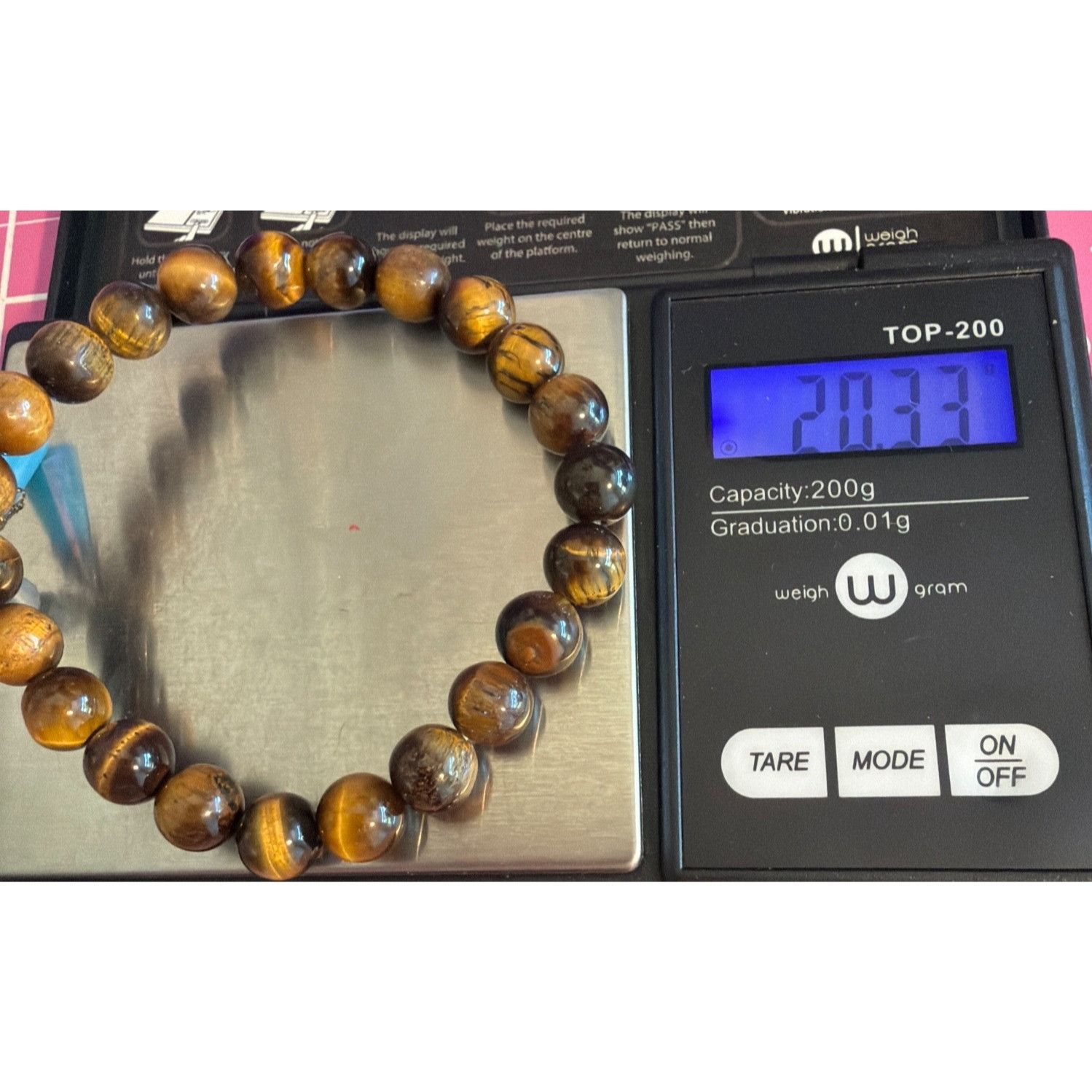 Other Tigers Eye Bead Stretch Bracelet Silver Tone Glass Charms 20 Size ONE SIZE - 4 Thumbnail