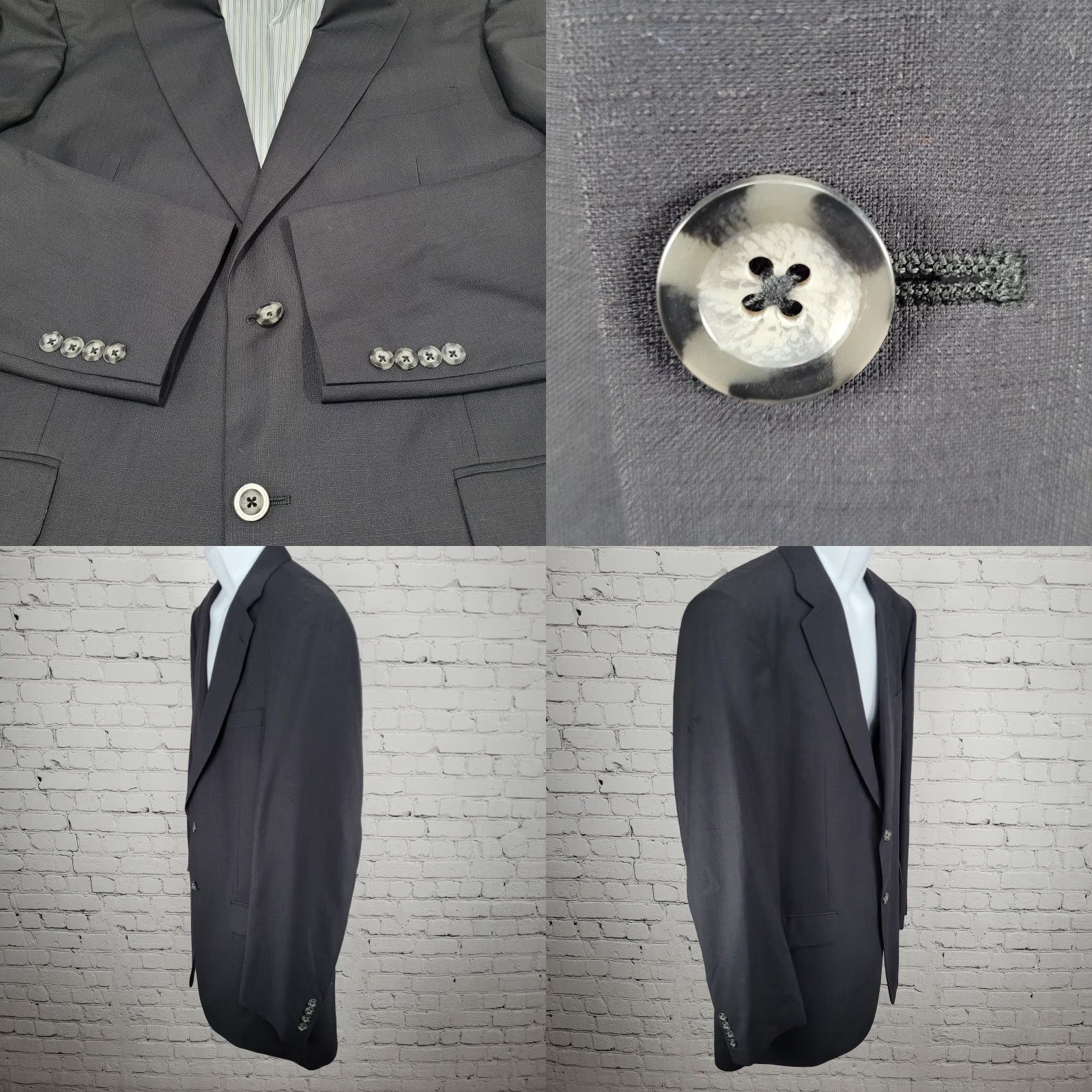 Stafford Stafford Essentials Blazer 42L Black 2 Button Single Vented Notch Sport Coat Size 42R - 9 Thumbnail