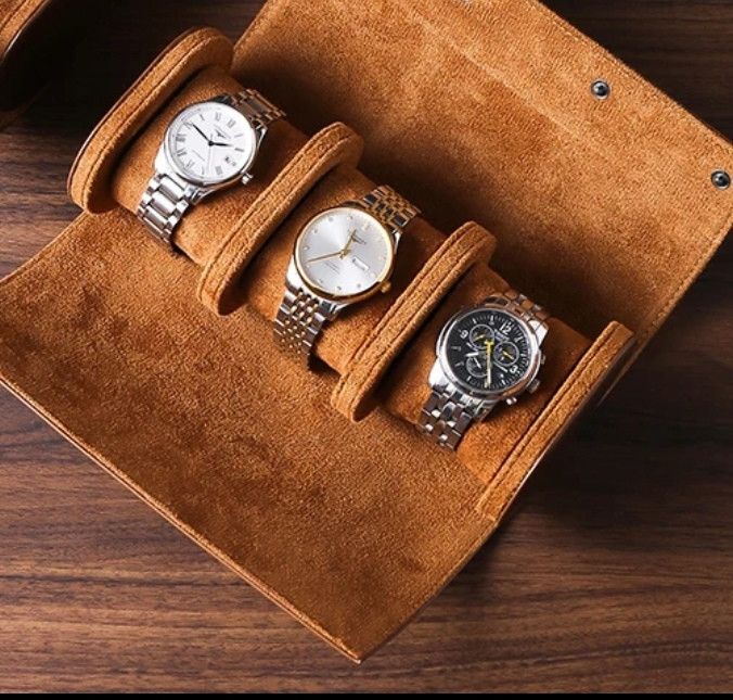 Japanese Brand × Leather 3 Slot Watch Roll Travel Case Size ONE SIZE - 4 Thumbnail