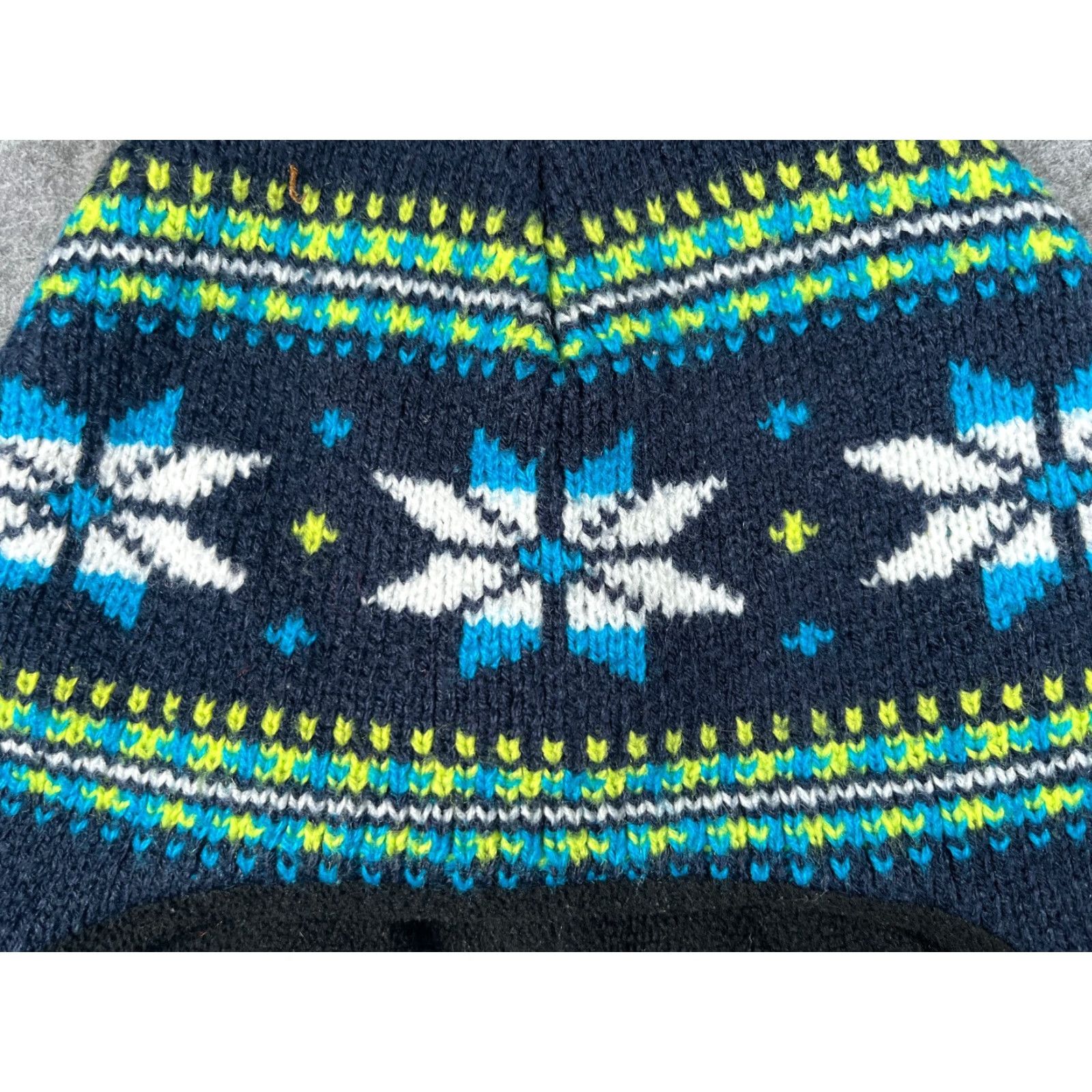 Vintage Bioworld Beanie Adult One Size Blue Knit Polyester Fair Isle Ear Flaps Ski Hat/Cap Mens Size ONE SIZE - 2 Thumbnail