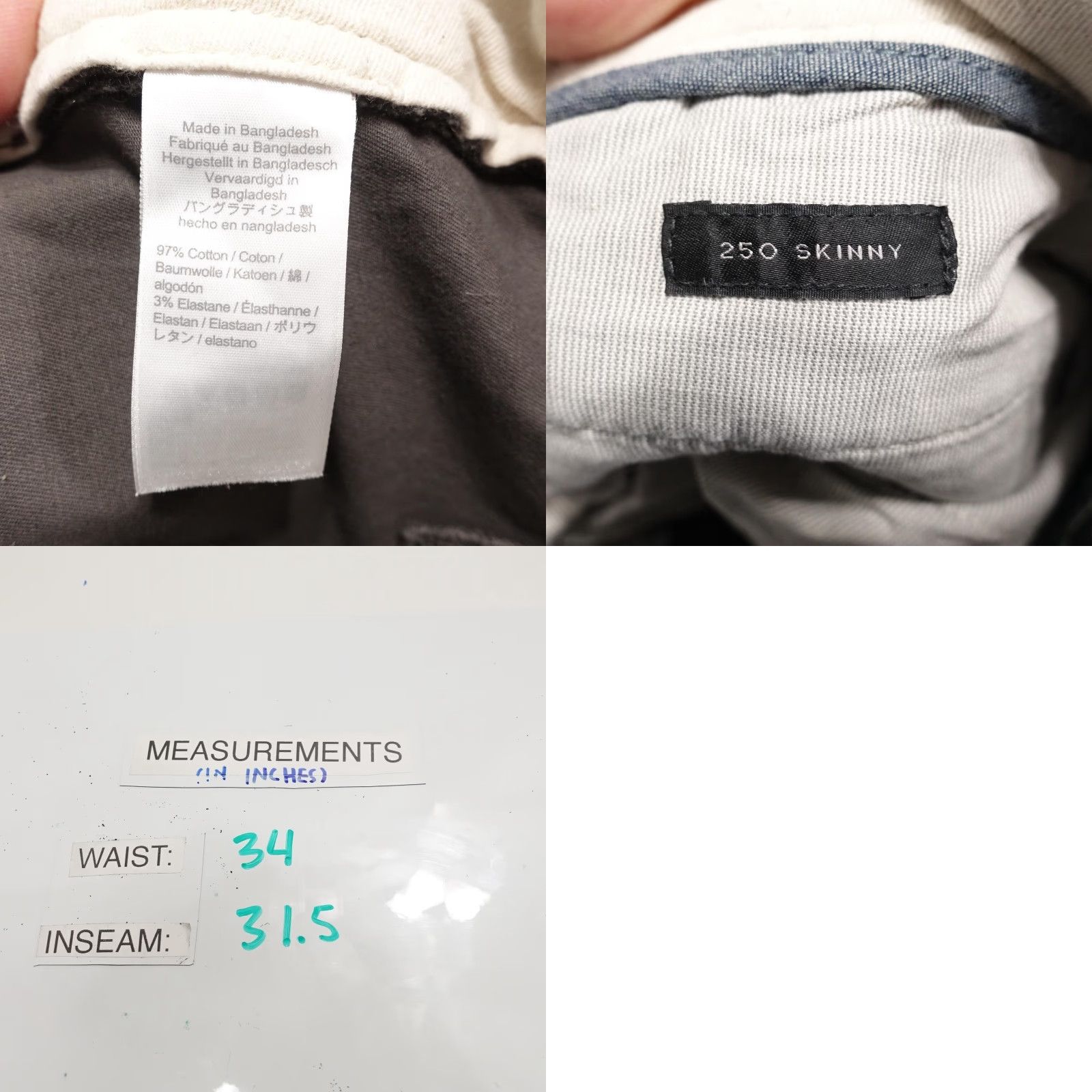J.Crew J.CREW Pants Mens 33x34 250 Skinny Chino Cotton Spandex Pockets Flat Front Zip Button Casual Business Mens Size US 33 - 8 Thumbnail