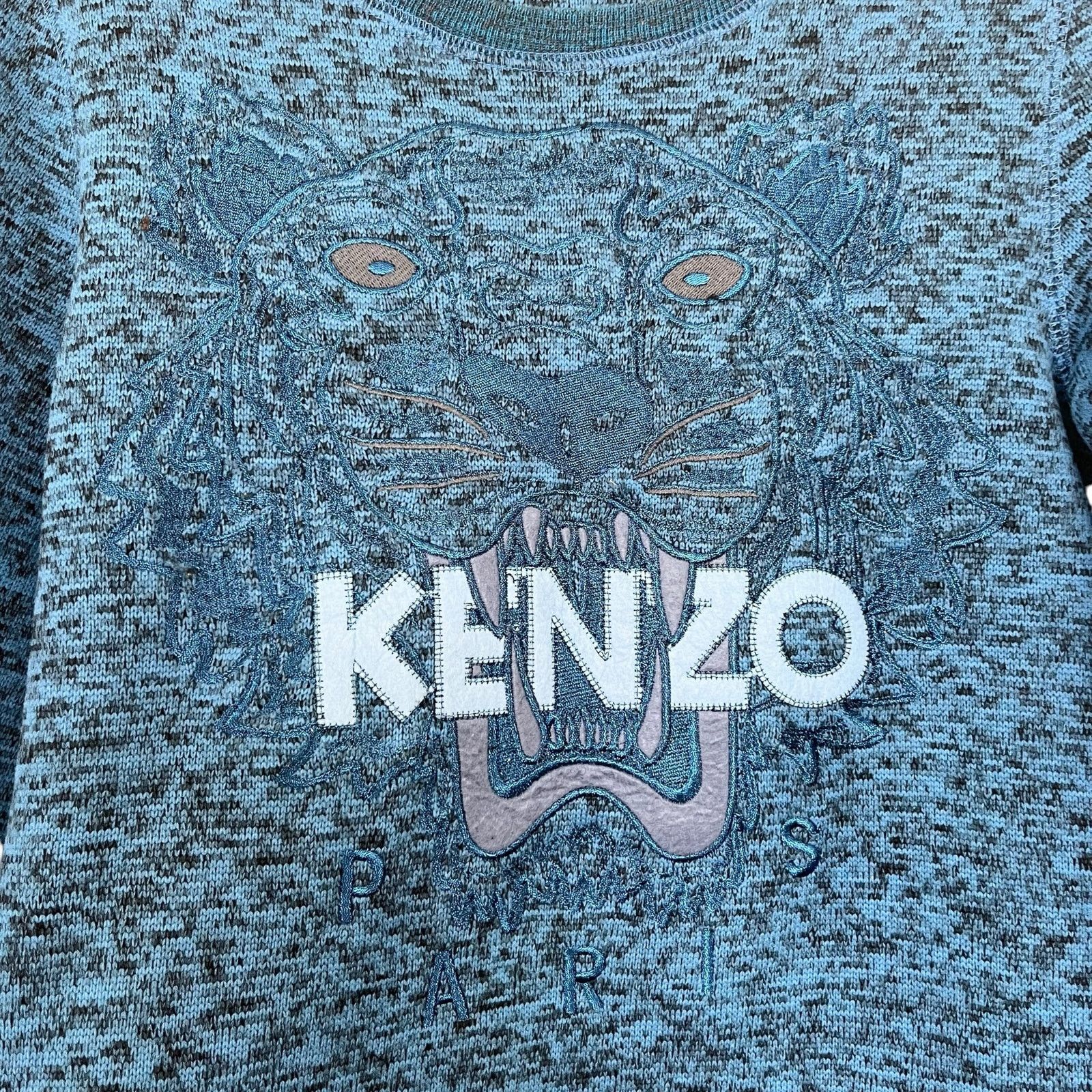 Kenzo Kenzo Paris Blue Speckled Tiger Jumper Sweatshirt Sweater Size US XS / EU 42 / 0 - 5 Thumbnail