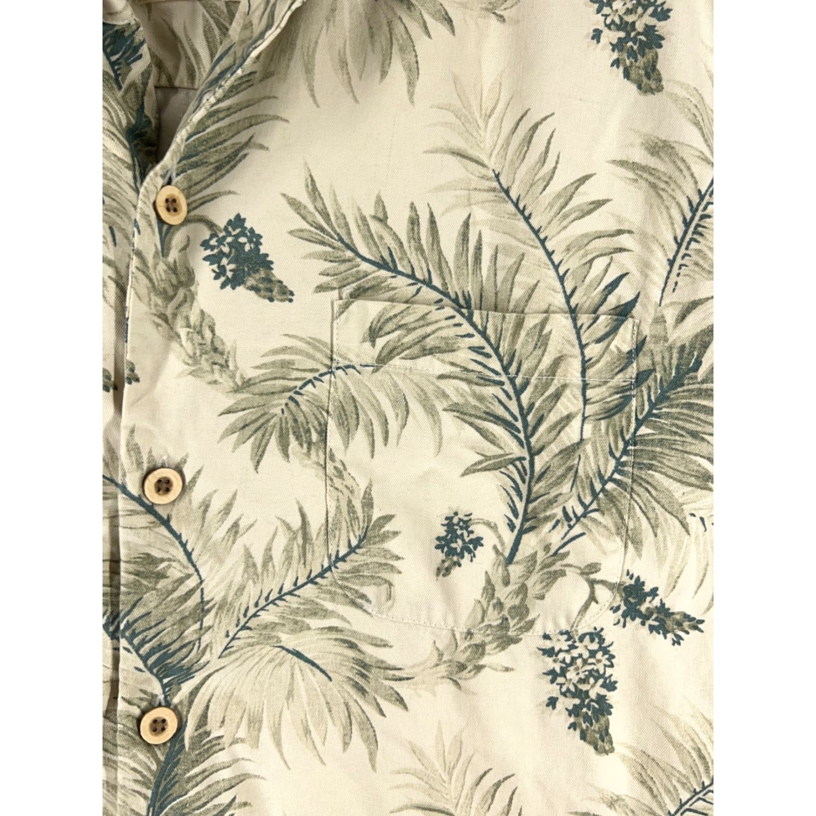 Tommy Bahama Tommy Bahama Shirt Men Large Ivory Palm Print Heritage Tortola Silk Button Up Size US L / EU 52-54 / 3 - 6 Thumbnail