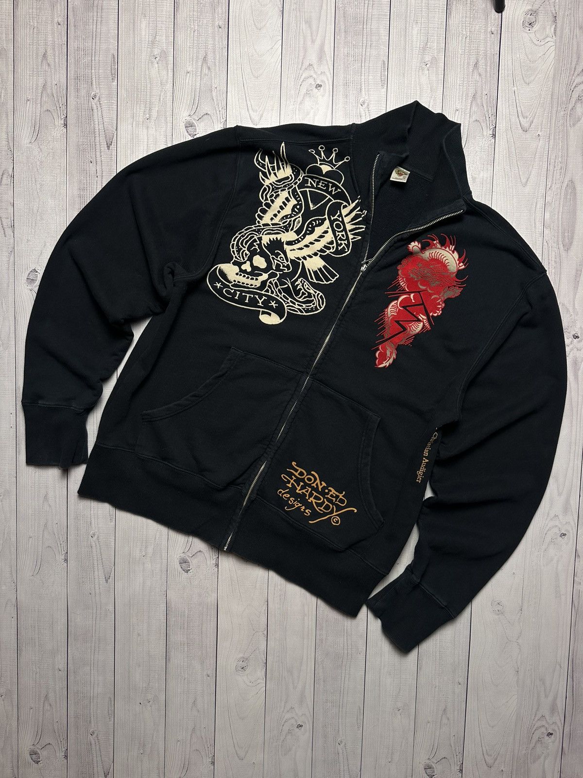 Ed Hardy × Vintage Vintage Ed Hardy zip hoodie rare big logo size XL Size US XL / EU 56 / 4 - 2 Thumbnail