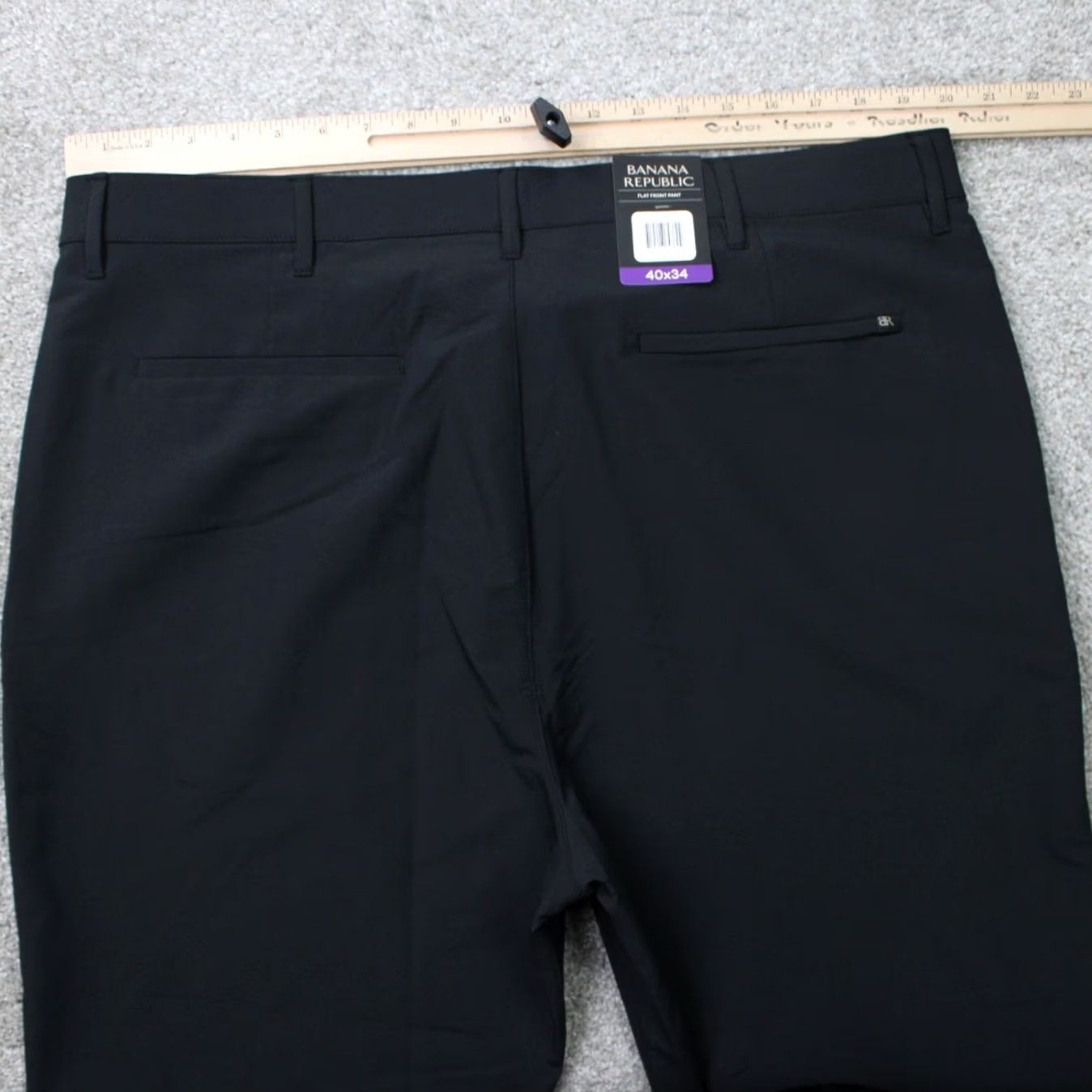 Banana Republic Banana Republic Pants Mens 40x34 Black Flat Front Straight Leg Polyester Wool Cotton Size US 40 / EU 56 - 7 Thumbnail