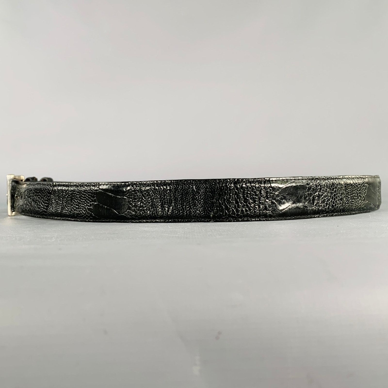 NO BRAND Size 42 Black Croc Embossed Leather Belt