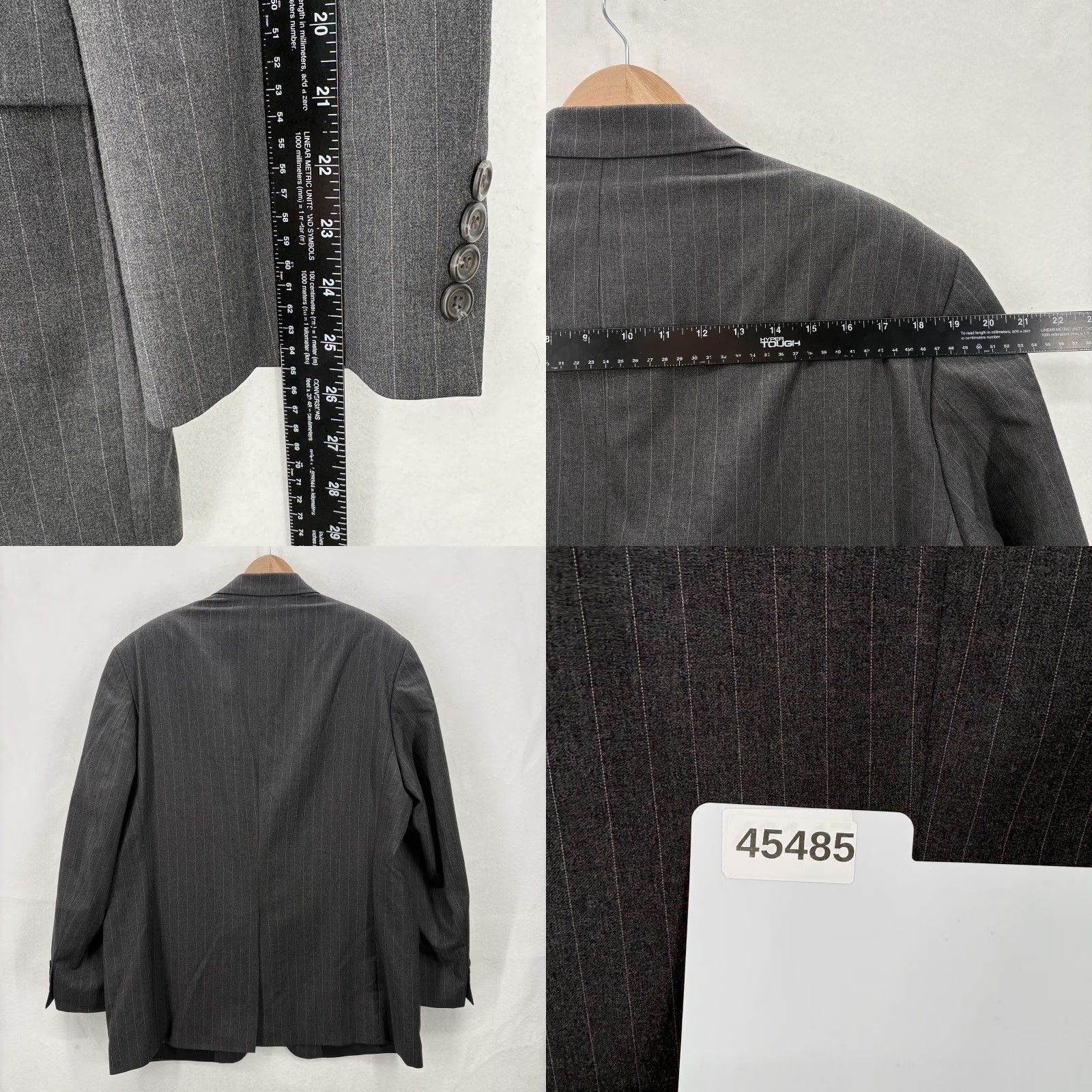 Ralph Lauren VINTAGE Lauren Ralph Lauren Blazer Mens 46R Gray Pinstripe Wool Sport Coat Jacket Size 46R - 9 Thumbnail