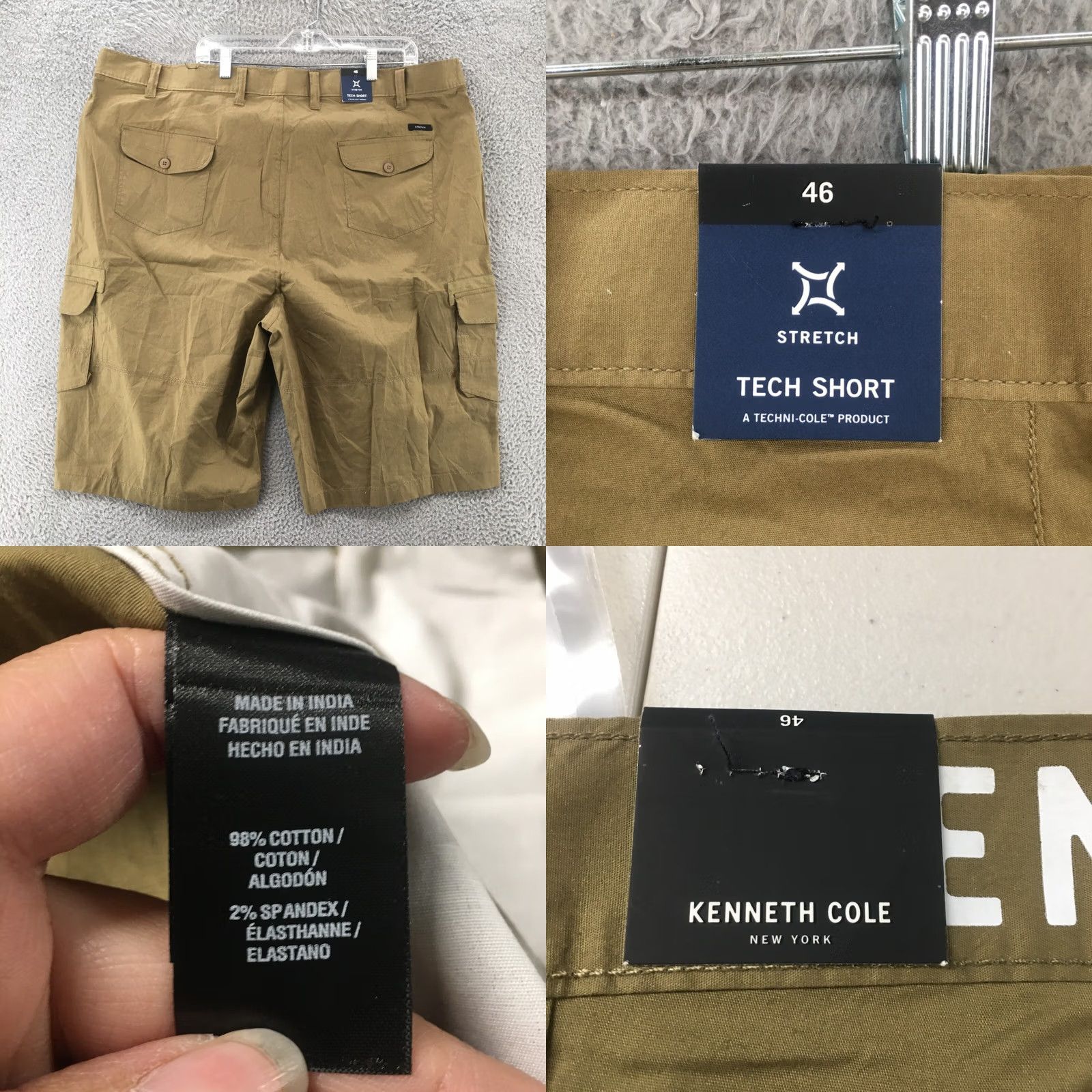 Kenneth Cole Kenneth Cole Stretch Tech Cargo Shorts Mens 46 Brown Cotton Blend High Rise NEW Size US 30 / EU 46 - 8 Thumbnail