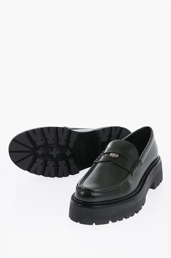 Celine Brushed Leather PENNY Loafers with Chunky Sole | Grailed