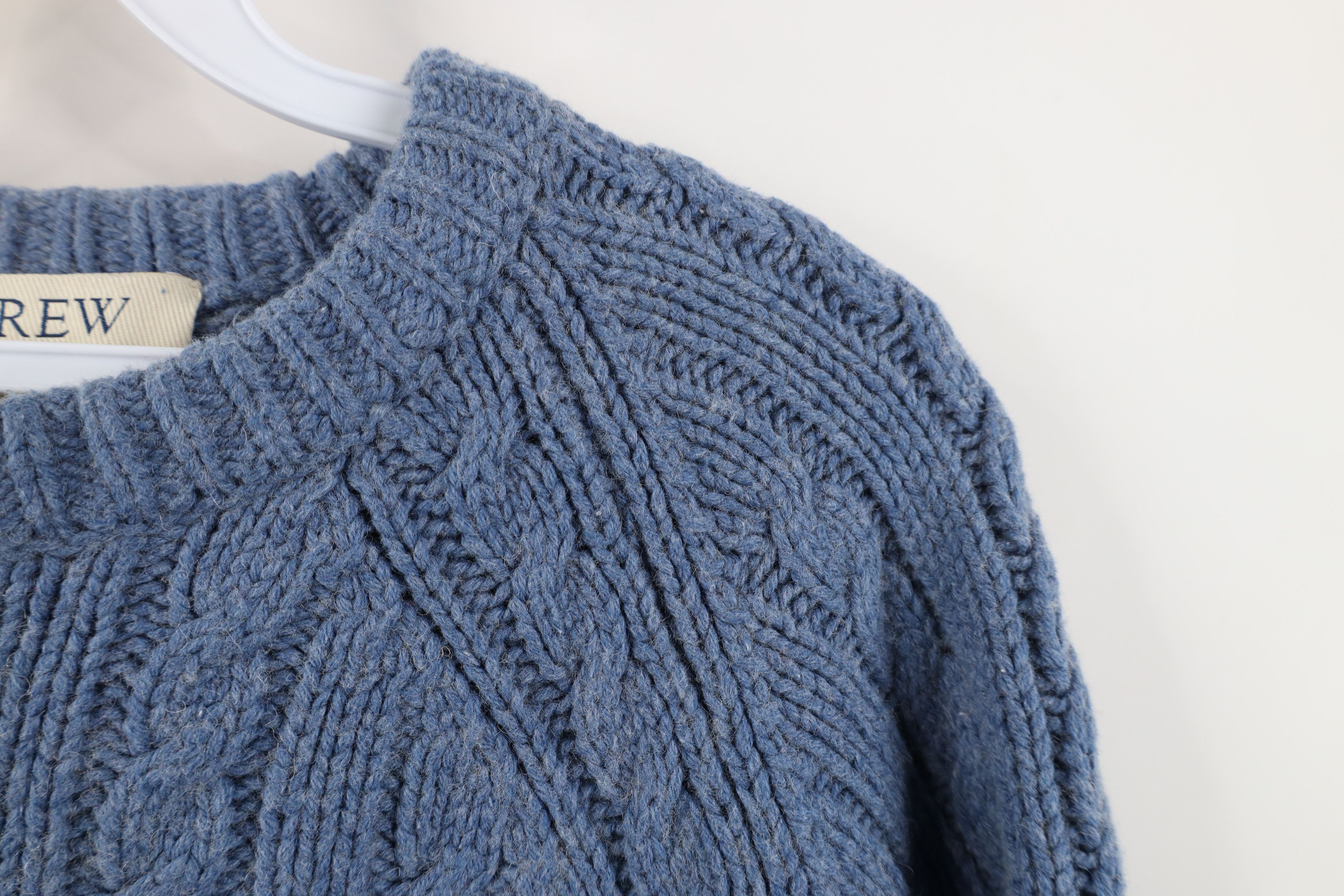 J.Crew Vintage 90s J Crew Wool Cable Knit Fisherman Sweater Blue Size US L / EU 52-54 / 3 - 4 Thumbnail