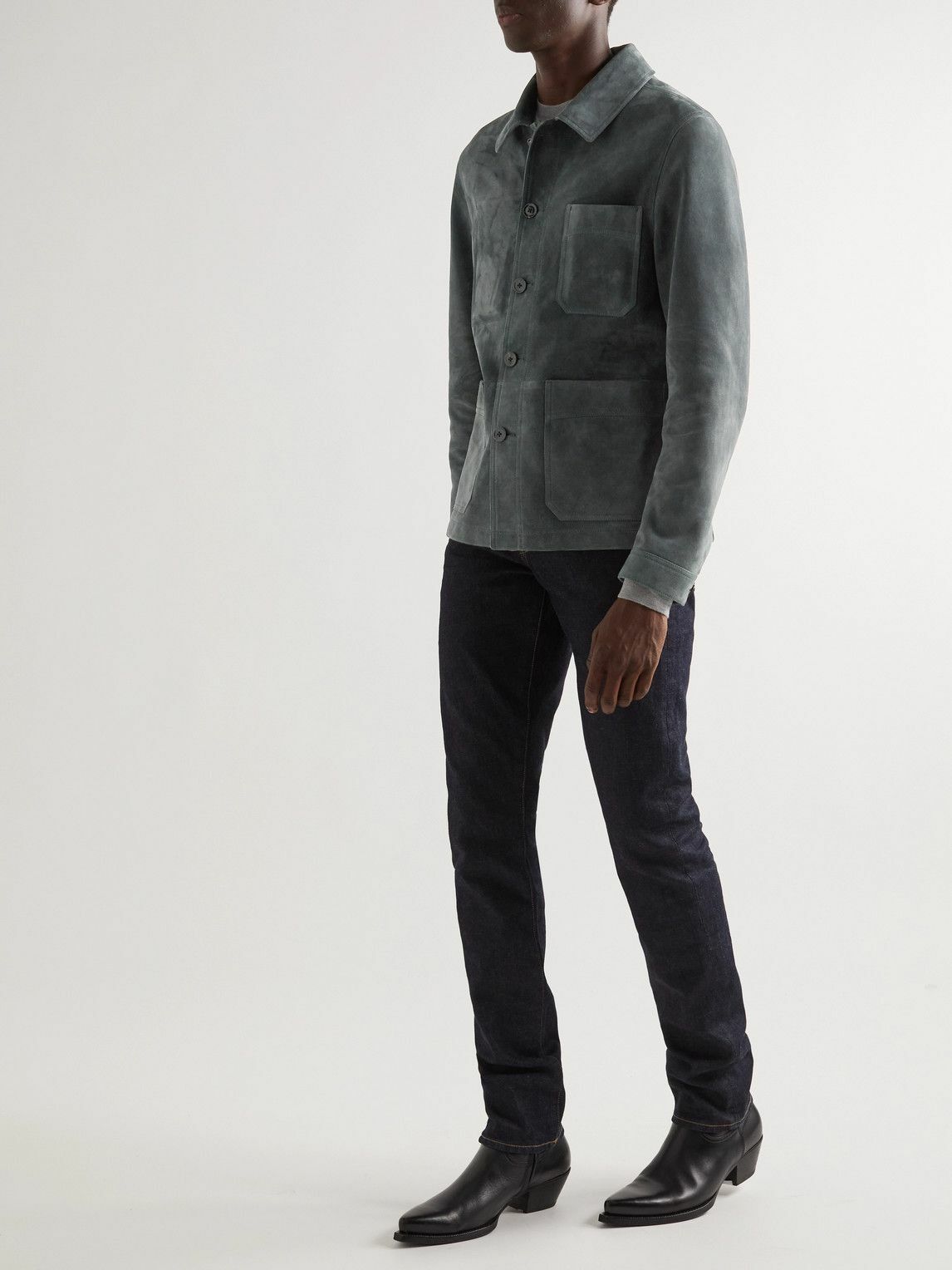 Tom Ford 8880USD Anthracite Suede Chore Jacket Size US L / EU 52-54 / 3 - 1 Thumbnail