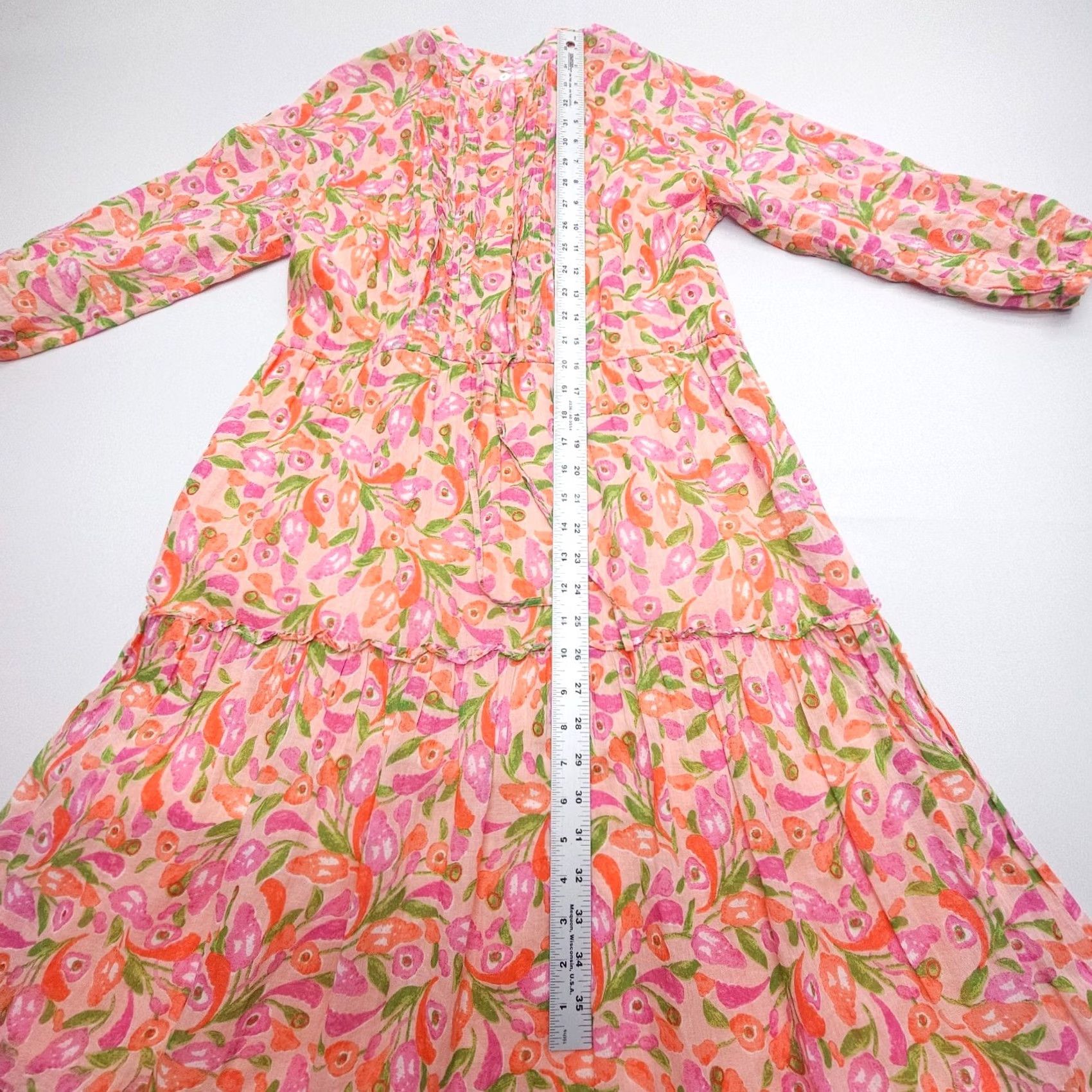 Banjanan Banjanan Maxi Dress in Mini Bloom Rose XS Multicolor Cotton Knit Floral 3/4 Sleeve Collared Button Bohemian Casual Party/Cocktail Travel Lightweight Size XS / US 0-2 / IT 36-38 - 7 Thumbnail