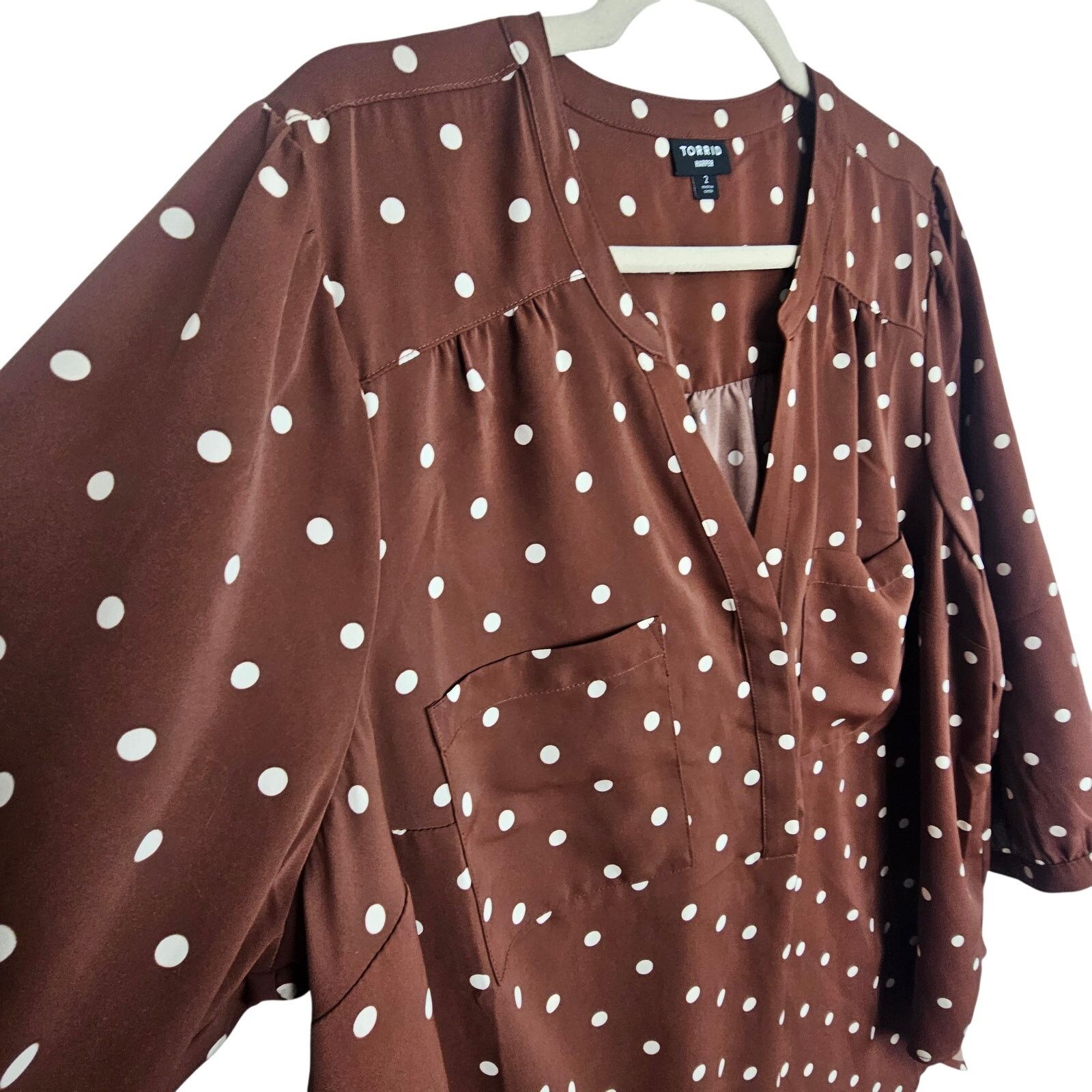 Torrid Torrid Harper Polka Dot Blouse Plus Size 2X Classic Preppy Size XXL / US 16-18 / IT 52-54 - 5 Thumbnail