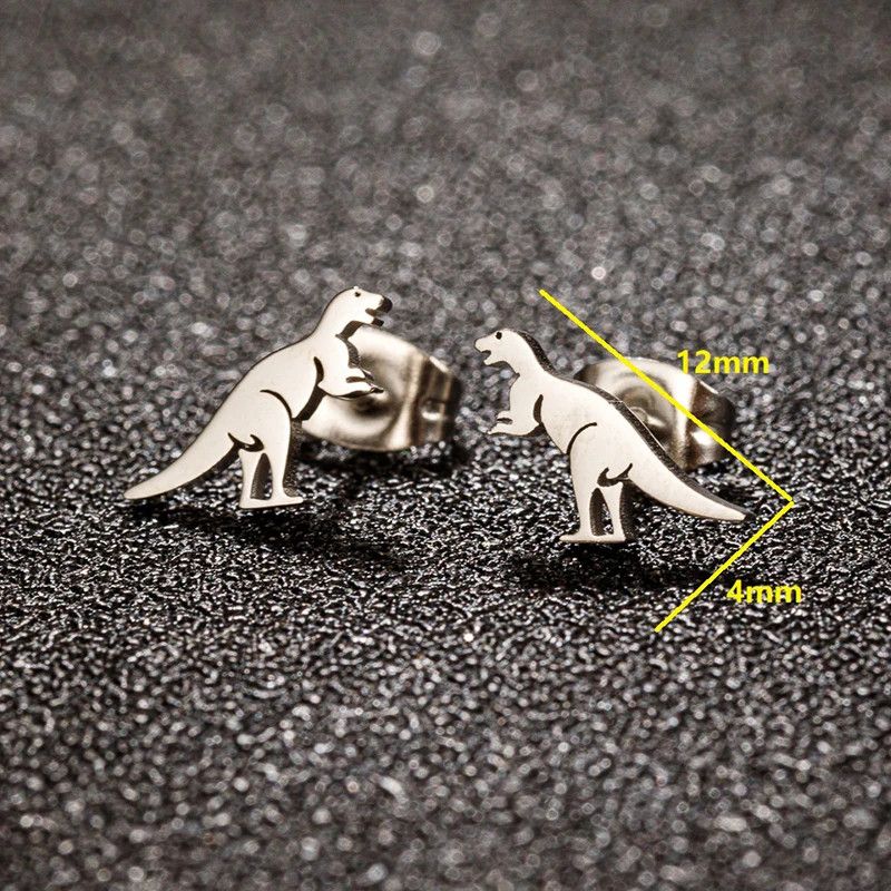 Jewelry Dinosaur Mini Stud Earrings Charm Earring Gift Size ONE SIZE - 2 Thumbnail