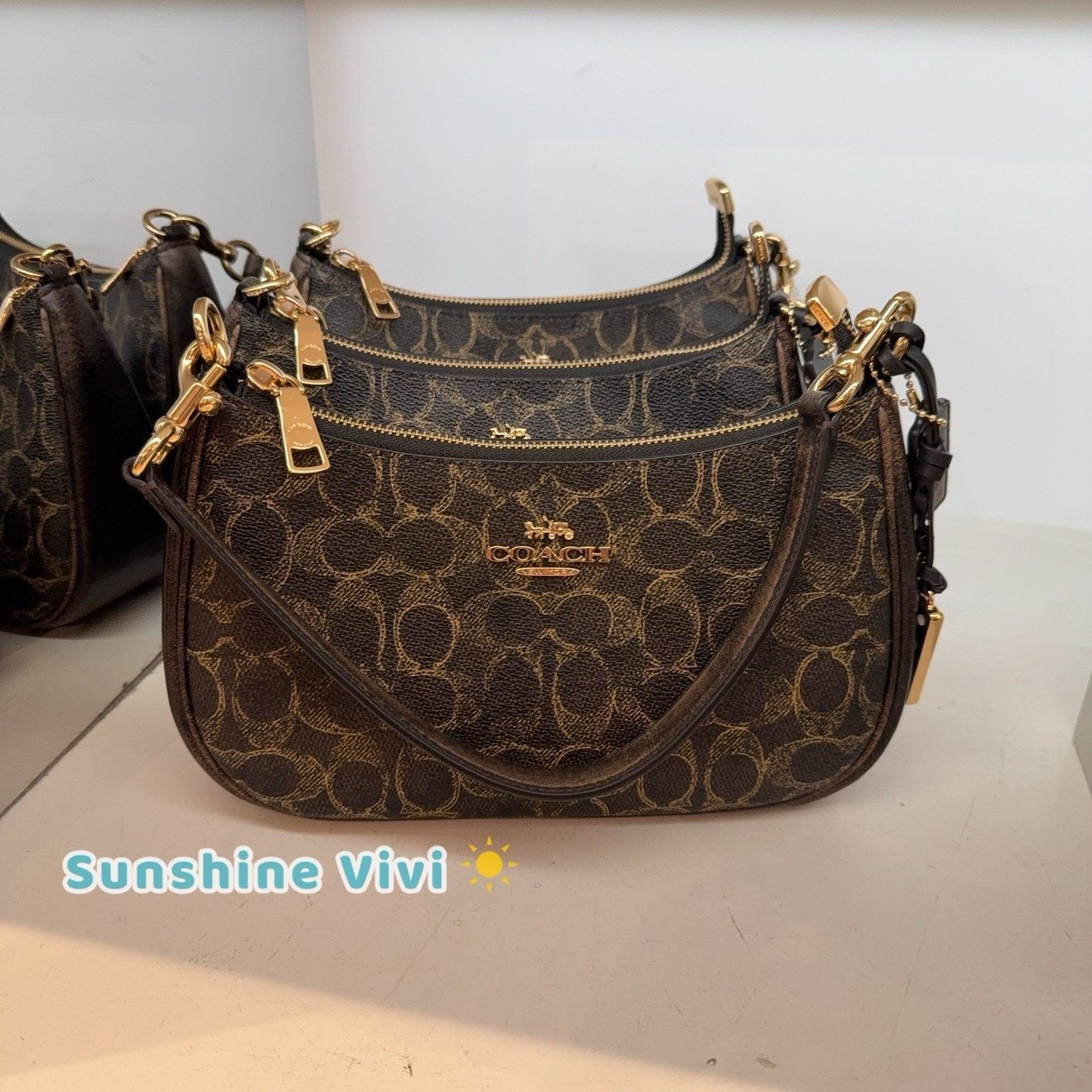 Coach NWT Coach Teri Shoulder Bag Loved Charms CDY18 Gold/Brown Size ONE SIZE - 1 Thumbnail