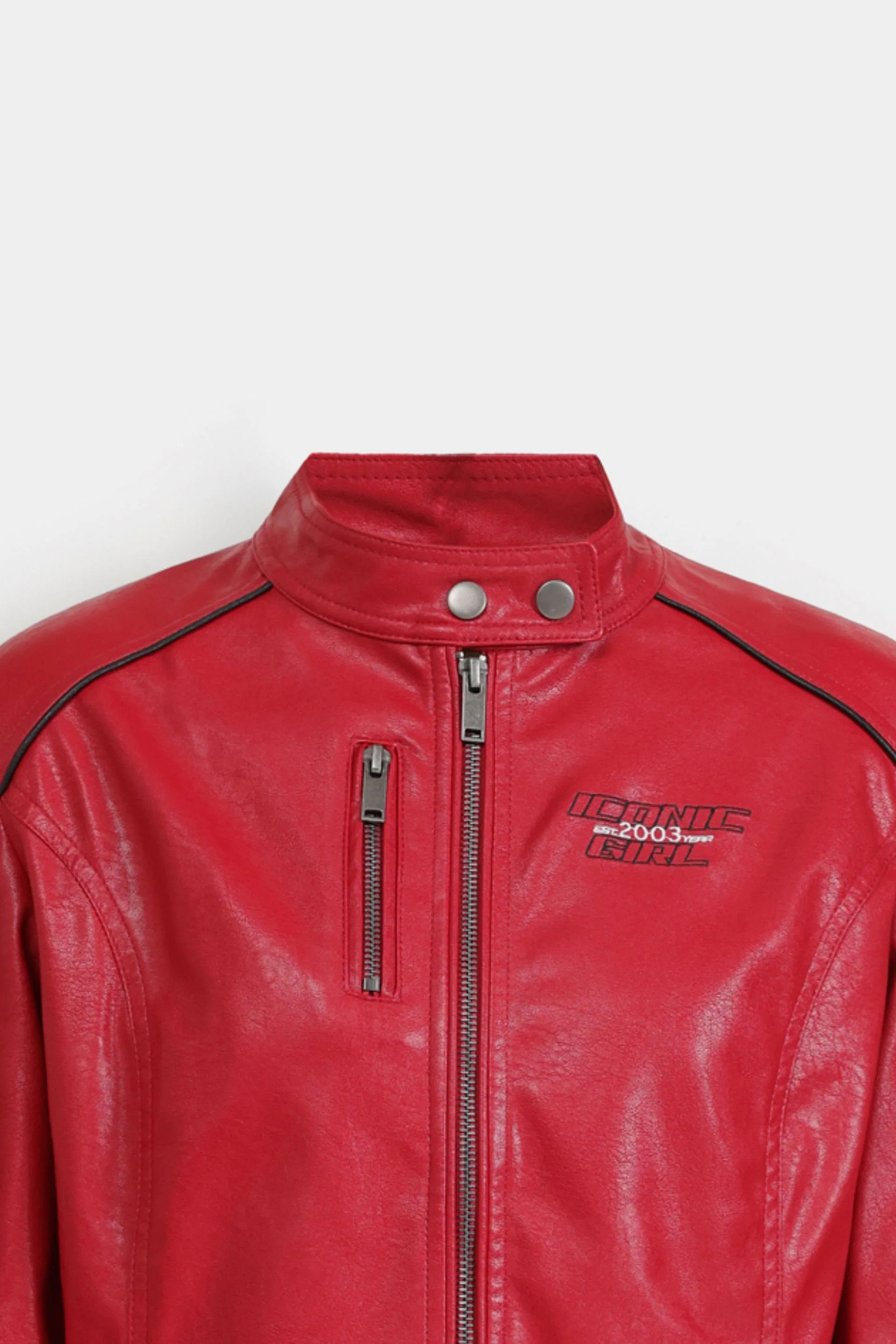 Other Red Faux Leather Jacket Women – Cropped Vegan Leather Jacket Size S / US 4 / IT 40 - 6 Thumbnail