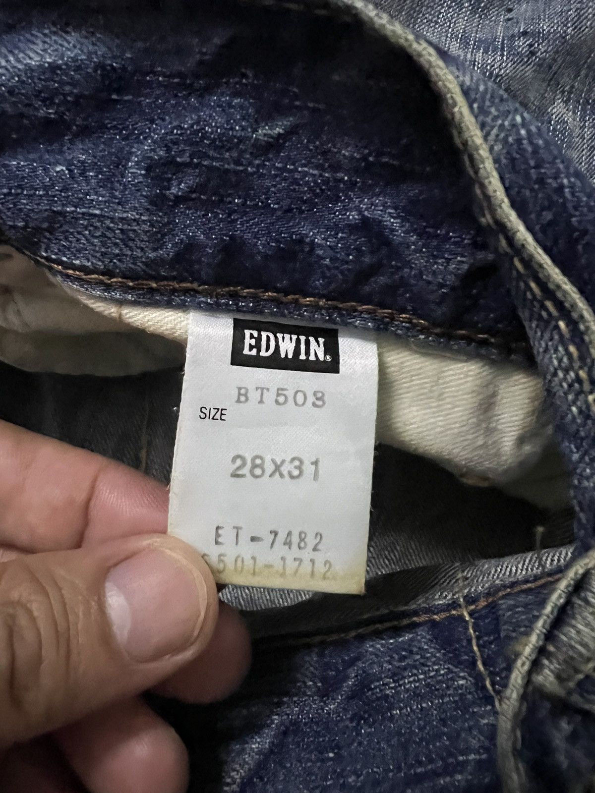 Edwin × Japanese Brand VTG EDWIN 503 BLUE TRIP SPLATTER DISTRESSED JEANS Size US 31 - 19 Thumbnail