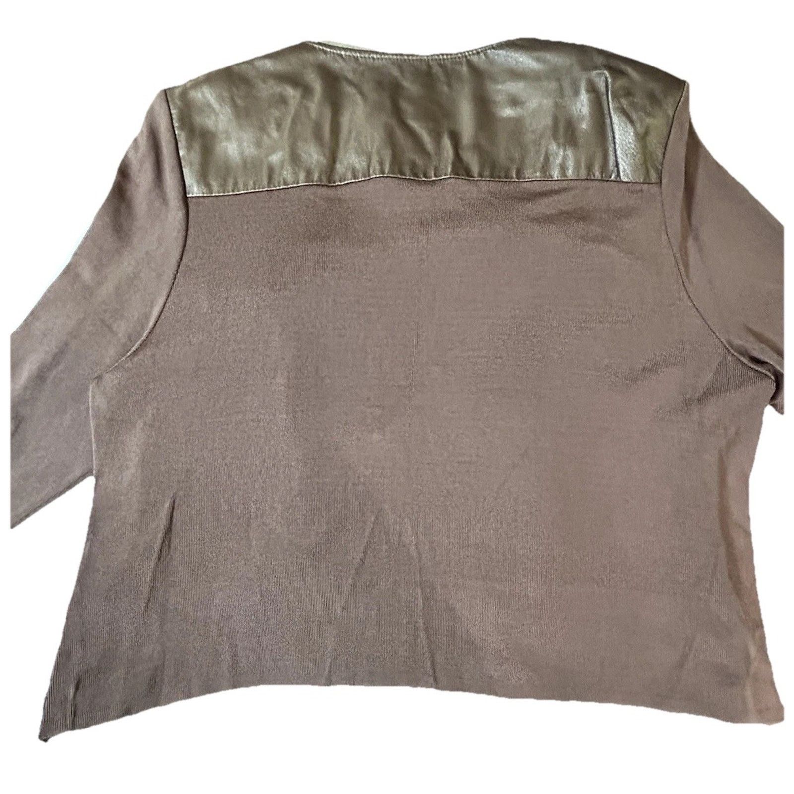 Other Nygard Women Leather/Knit Full Zip Jacket Bronze Size 3XL Size 3XL / US 20-22 - 7 Thumbnail