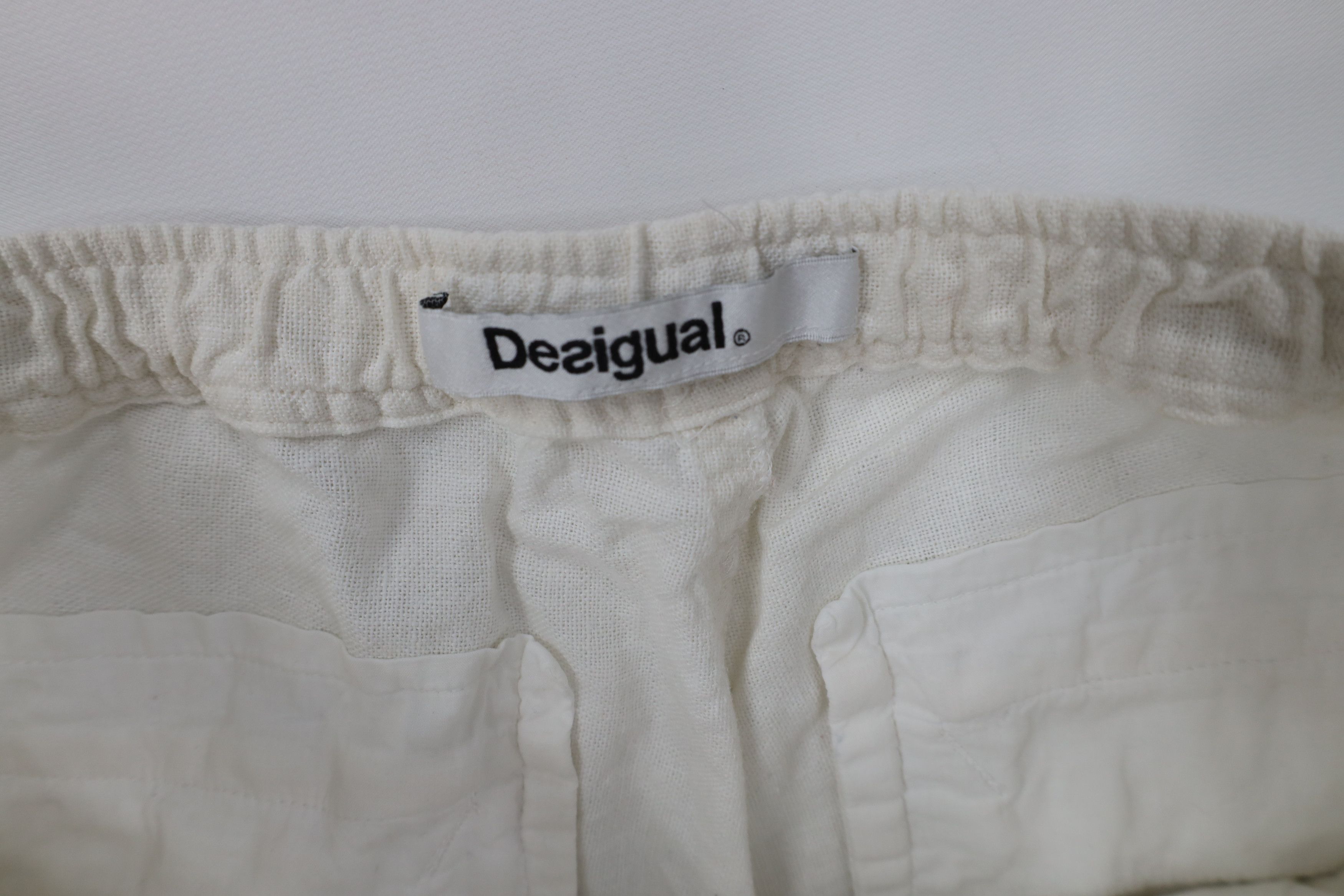 Desigual Desigual Linen Blend Wide Leg Beach Harem Pants White Size 32" / US 10 / IT 46 - 9 Thumbnail