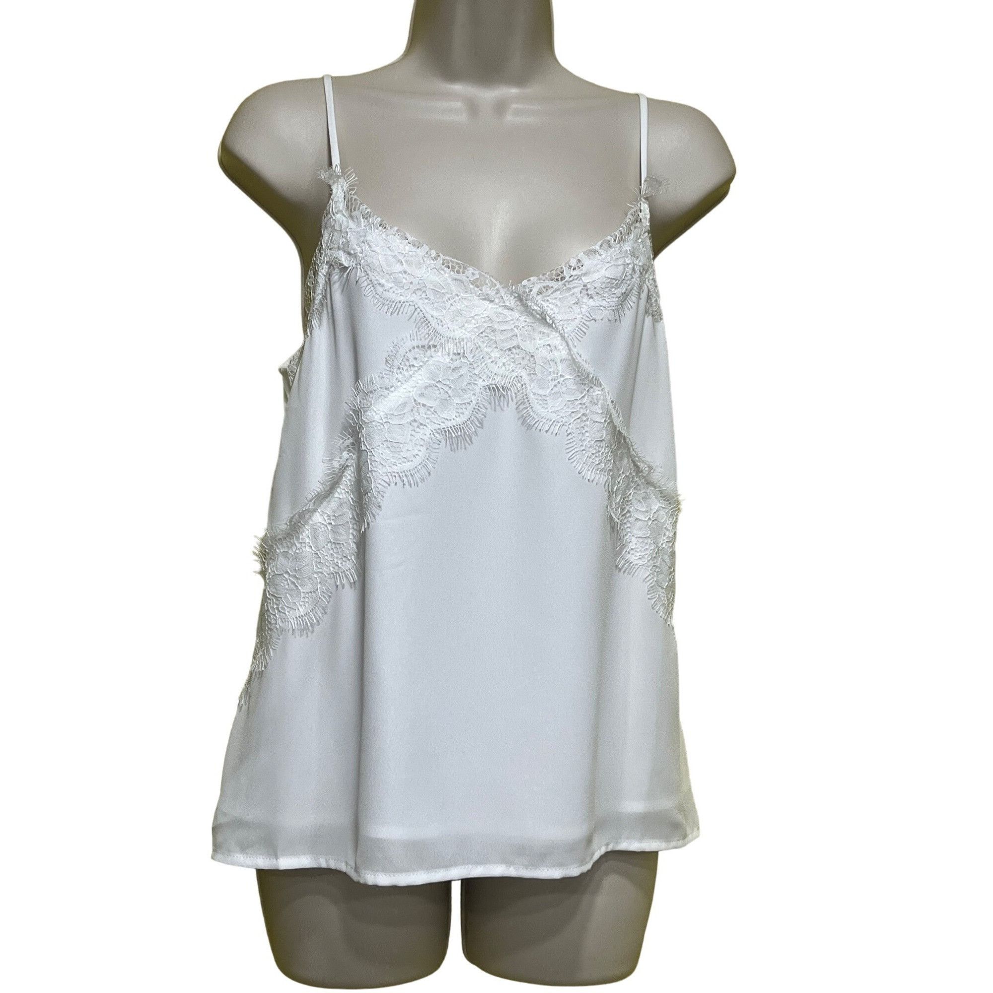 Other LUSH Lace Trim V-neck Chiffon Camisole, Ivory, S Size S / US 4 / IT 40 - 3 Thumbnail