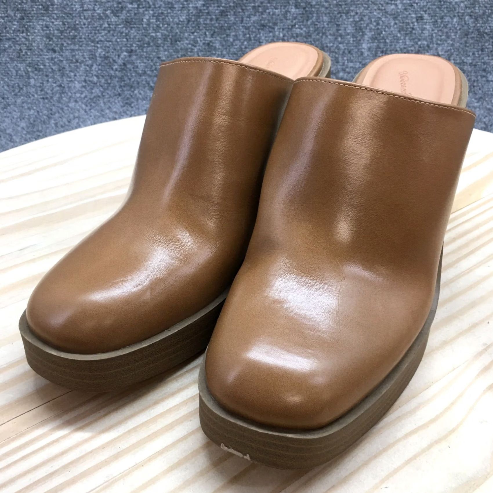 Vintage Universal Thread Sandals Womens 9.5 Tess Slip On Platform Heels Mule Brown Size US 10 / IT 40 - 3 Thumbnail