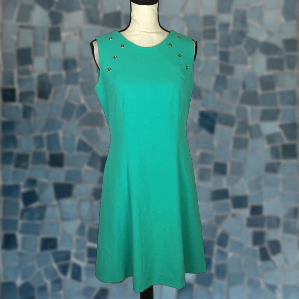 Nine West VINTAGE Nine West A-line Dress Size 6 Womans Sea Green Sleeveless  Grommet Studded Lined | Grailed