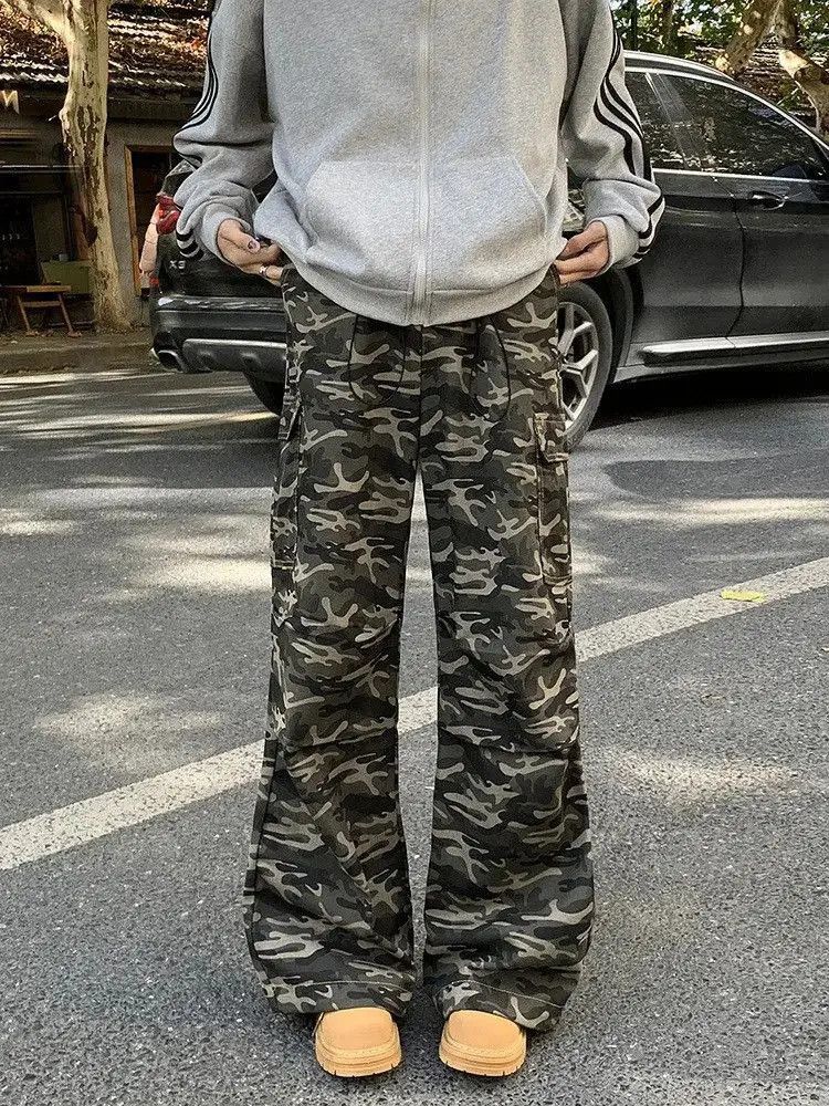 Japanese Brand Retro loose wide leg camouflage micro flared jeans Size US 32 / EU 48 - 2 Thumbnail