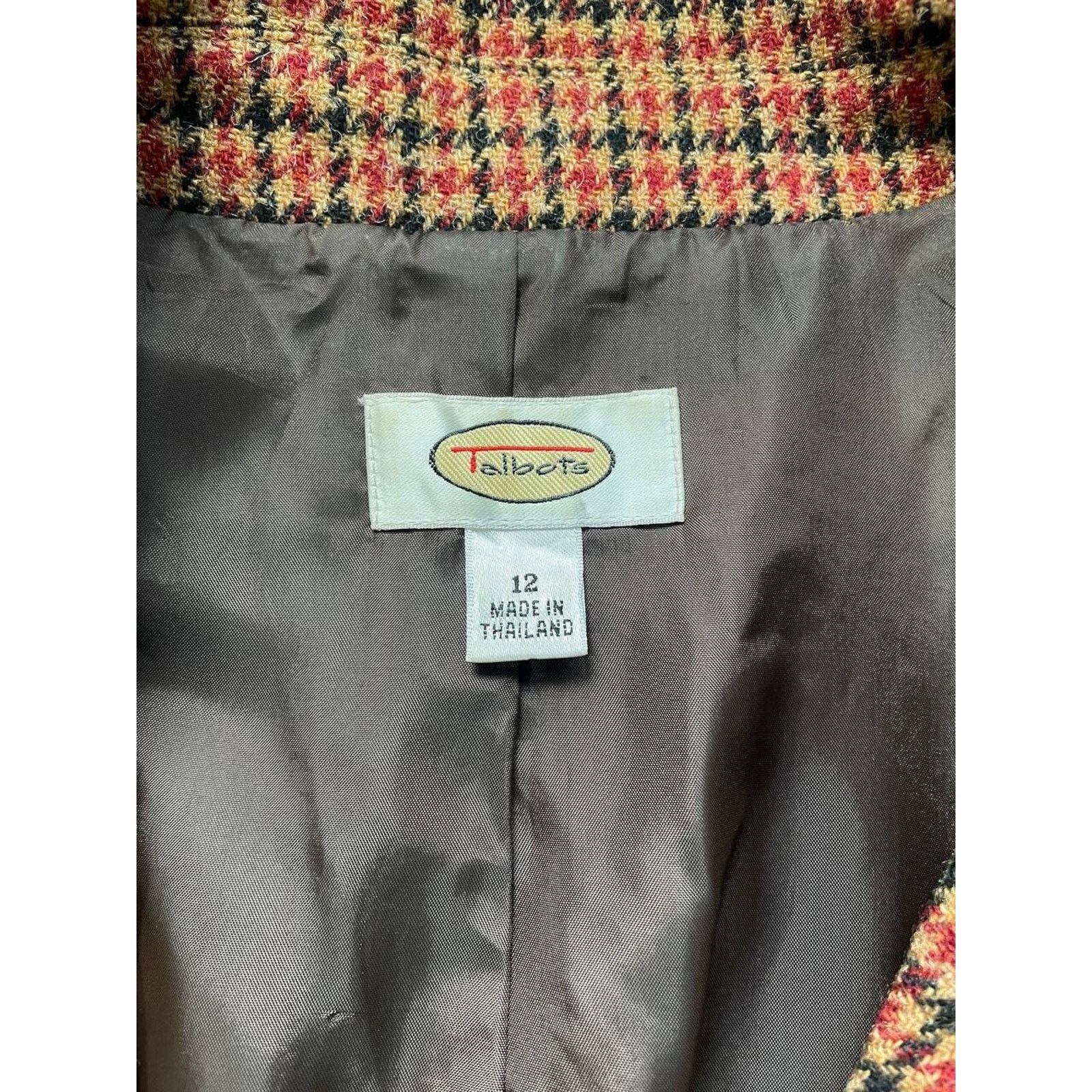 Vintage Vintage Talbots Women’s Blazer Jacket Brown Houndstooth Size M / US 6-8 / IT 42-44 - 6 Thumbnail