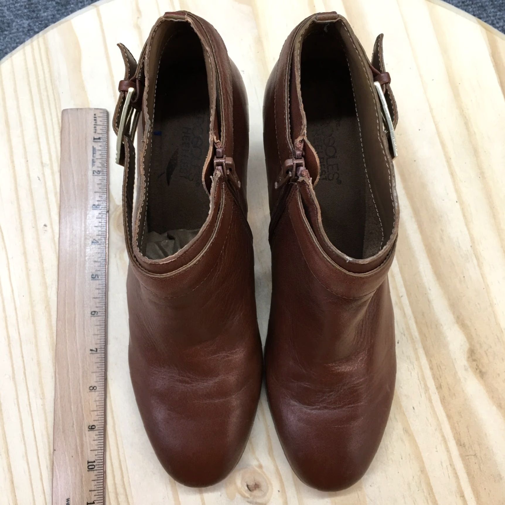 Vintage Aerosoles Boots Womens 9.5 M Third Ave Ankle Booties Heels Brown Leather Zip - Bootie, Shoes, Women's, Brown, Leather, Zip, 9.5M Size US 10 / IT 40 - 7 Thumbnail