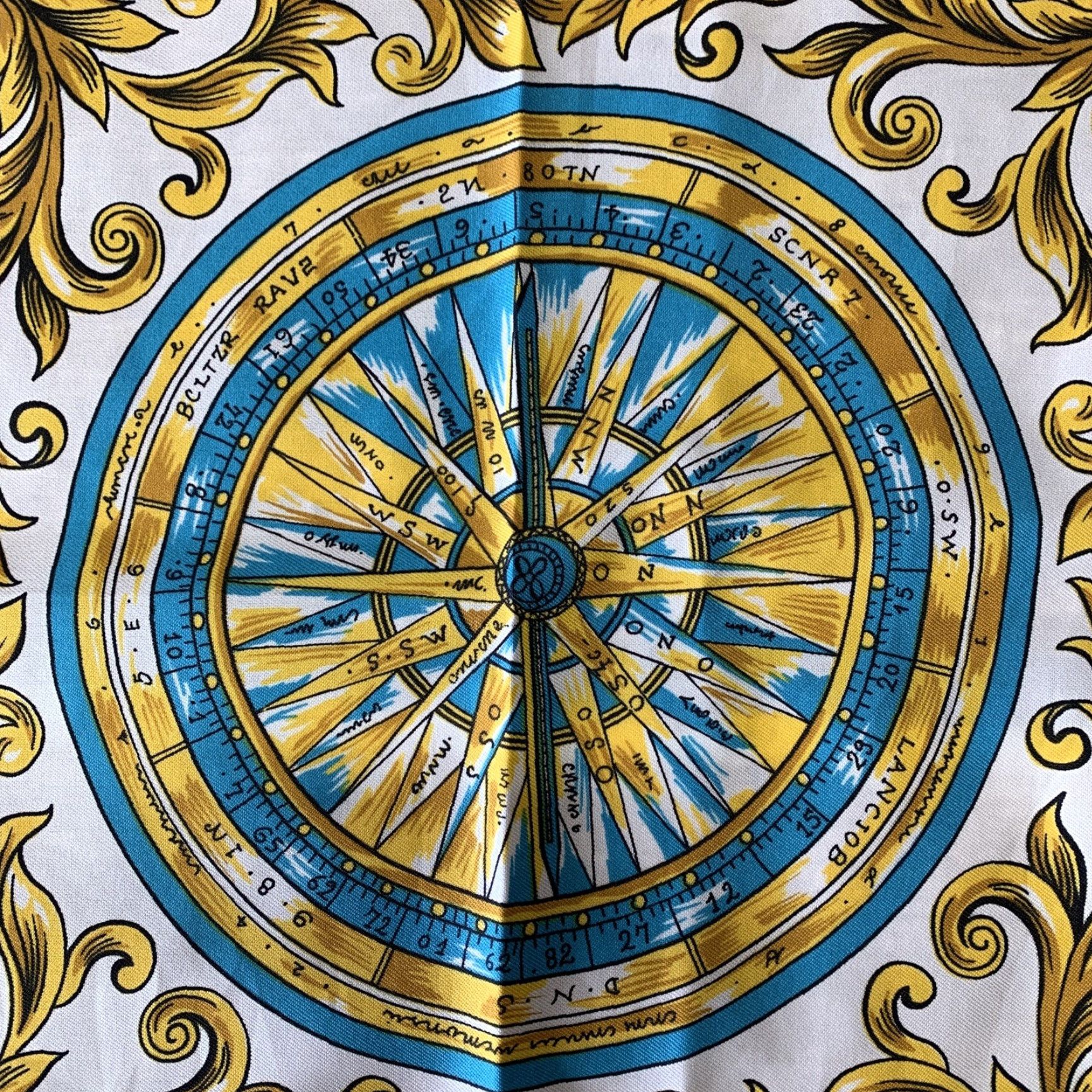Vintage Womens Scarf Nautical Navy Blue Compass Anchors Fashion Polyester Sheer 30 x 30 Size ONE SIZE - 2 Thumbnail