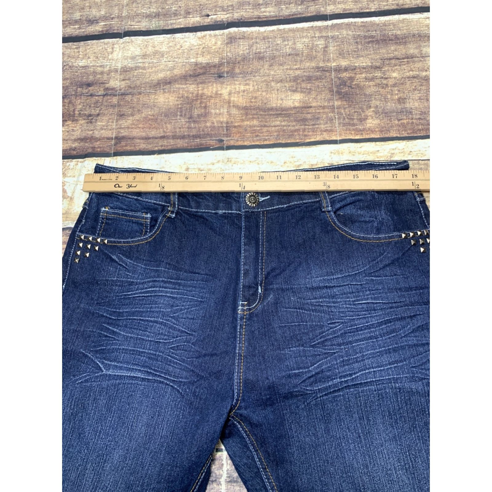 Vintage Hipstar Womens Blue Skinny Jeans 36 x 32 Size 18 Bling Pockets Denim Pants Regular Inseam 32 Womens Size 40" / US 18 - 5 Thumbnail