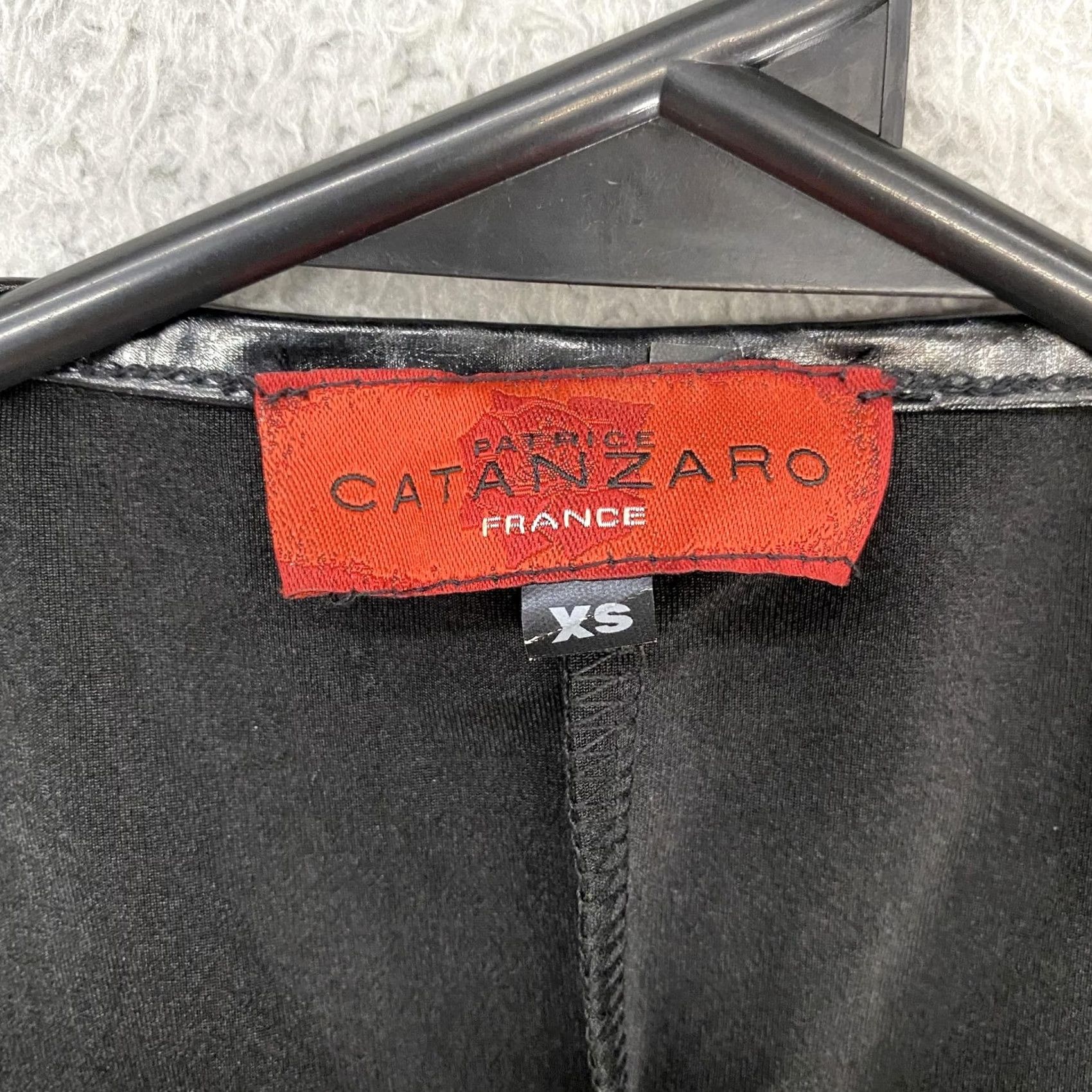 Vintage Patrice Catanzaro Dress Womens XS Black Bodycon Zip Front Sexy Rave Wet Look Size XS / US 0-2 / IT 36-38 - 4 Thumbnail